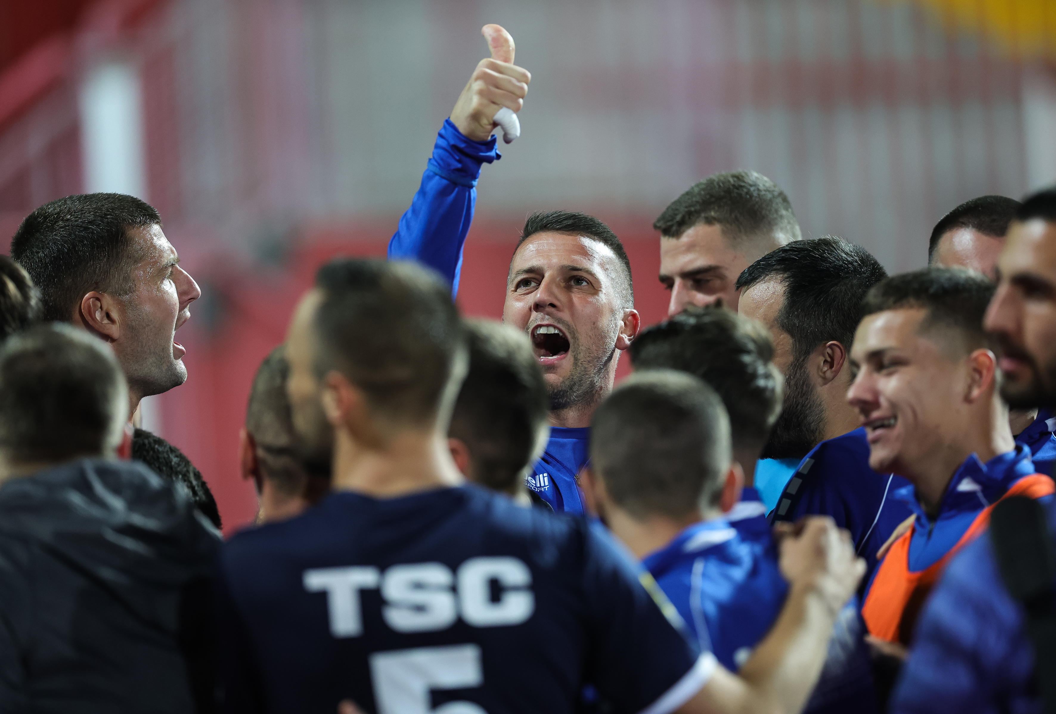 Players of TSC celebrate after winning           Vojvodina v TSC - Mozzart Super League Season 2022/2023 on October 08 , 2022 in Novi Sad, Serbia. (Photo by Srdjan Stevanovic/Starsport.rs ©)