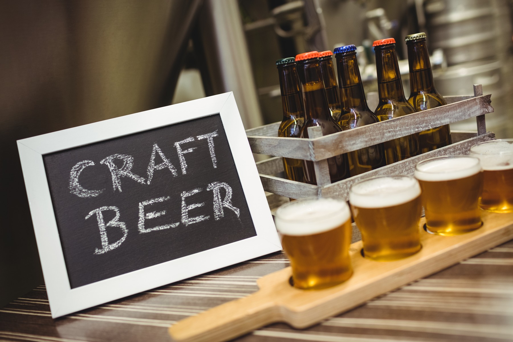 Sign board with beer samples on table at brewery,Image: 309100452, License: Rights-managed, Restrictions: , Model Release: yes, Credit line: Wavebreak Media LTD / Wavebreak / Profimedia