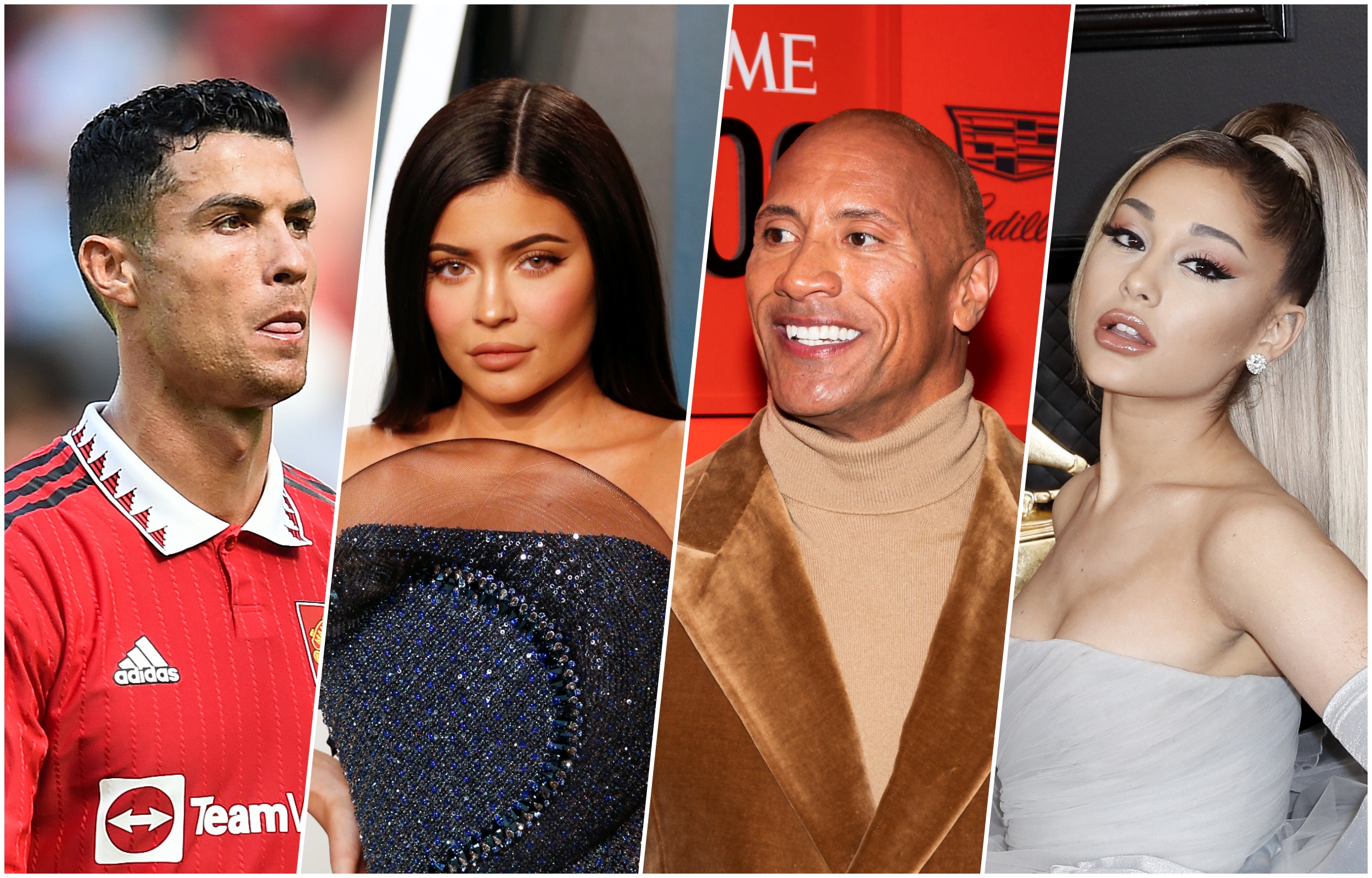Foto: EPA-EFE/Peter Powell/RINGO CHIU/JUSTIN LANE/ETIENNE LAURENT
Cristiano Ronaldo, Kylie Jenner, Dwayne "The Rock" Johnson, Ariana Grande