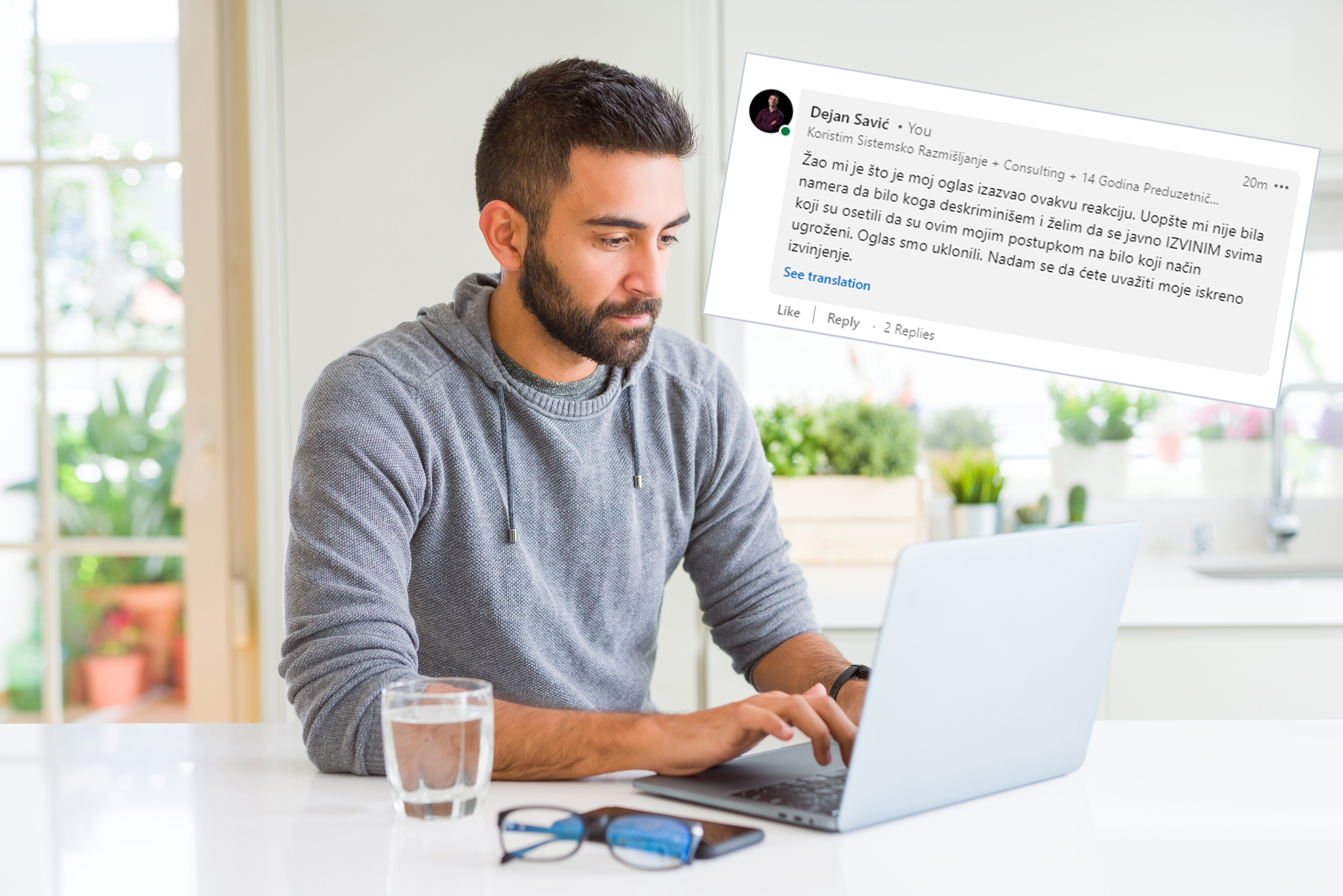 Man,Smiling,Working,Using,Computer,Laptop