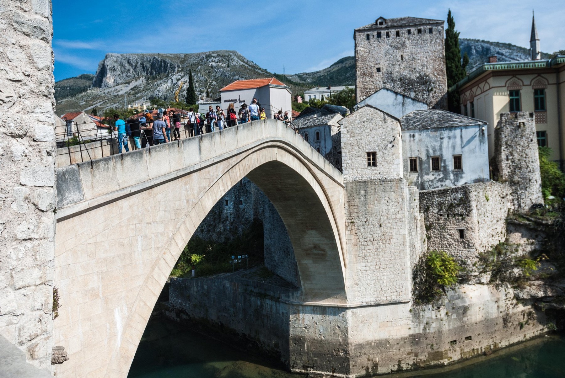 The famous arched bridge at Mostar.  Destroyed during the Balkan war but lovingly rebuilt,Image: 211398454, License: Rights-managed, Restrictions: , Model Release: no, Credit line: jeffrey silvers / Alamy / Alamy / Profimedia