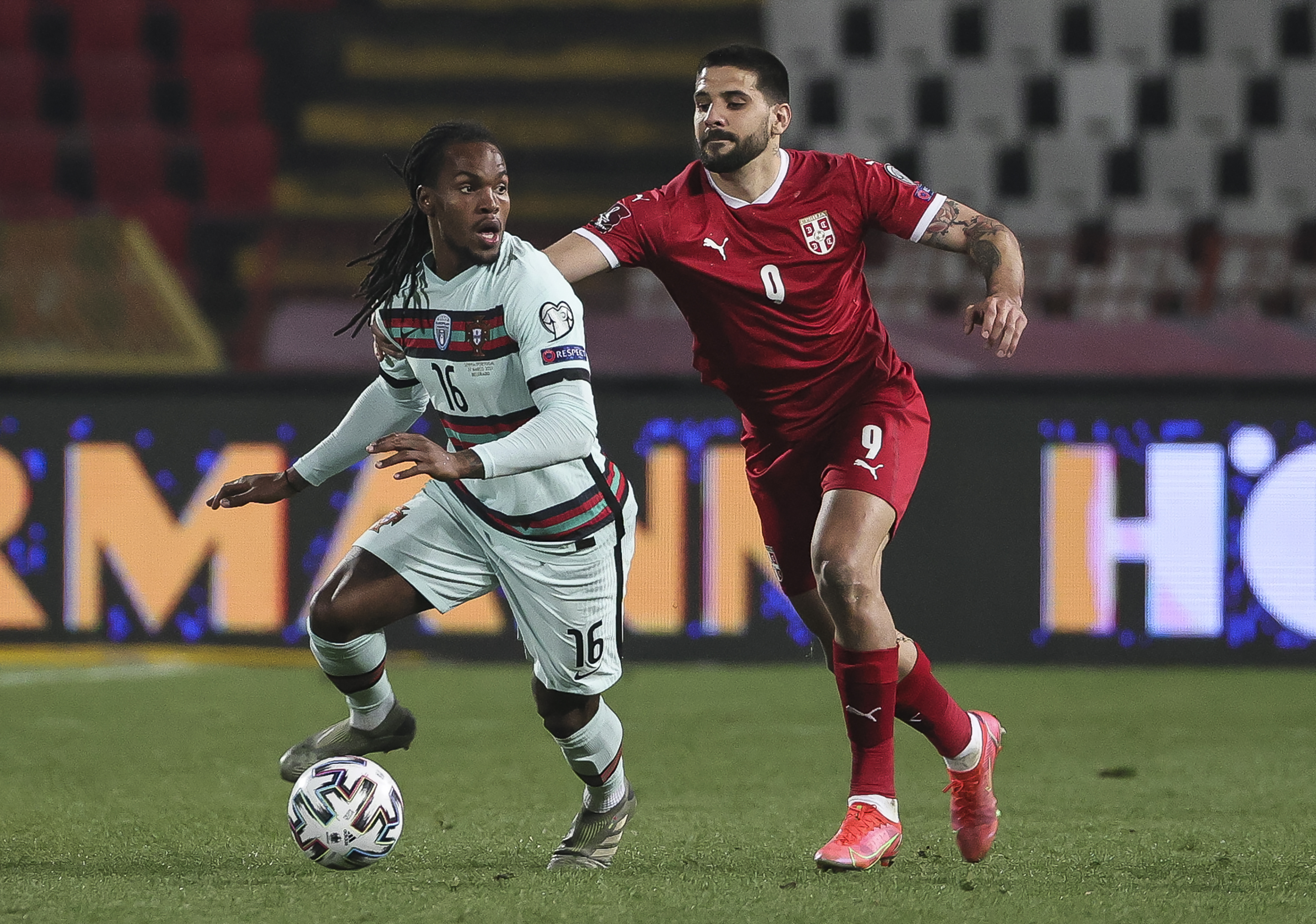 Renato Sanches (L) and Aleksandar Mitrovic
Fudbal-FIFA World Cup 2022 Qualifiers-Reprezentacija Srbije
Srbija v Portugal
Beograd, 27.03.2021.
foto: Srdjan StevanovicStarsportphoto ©