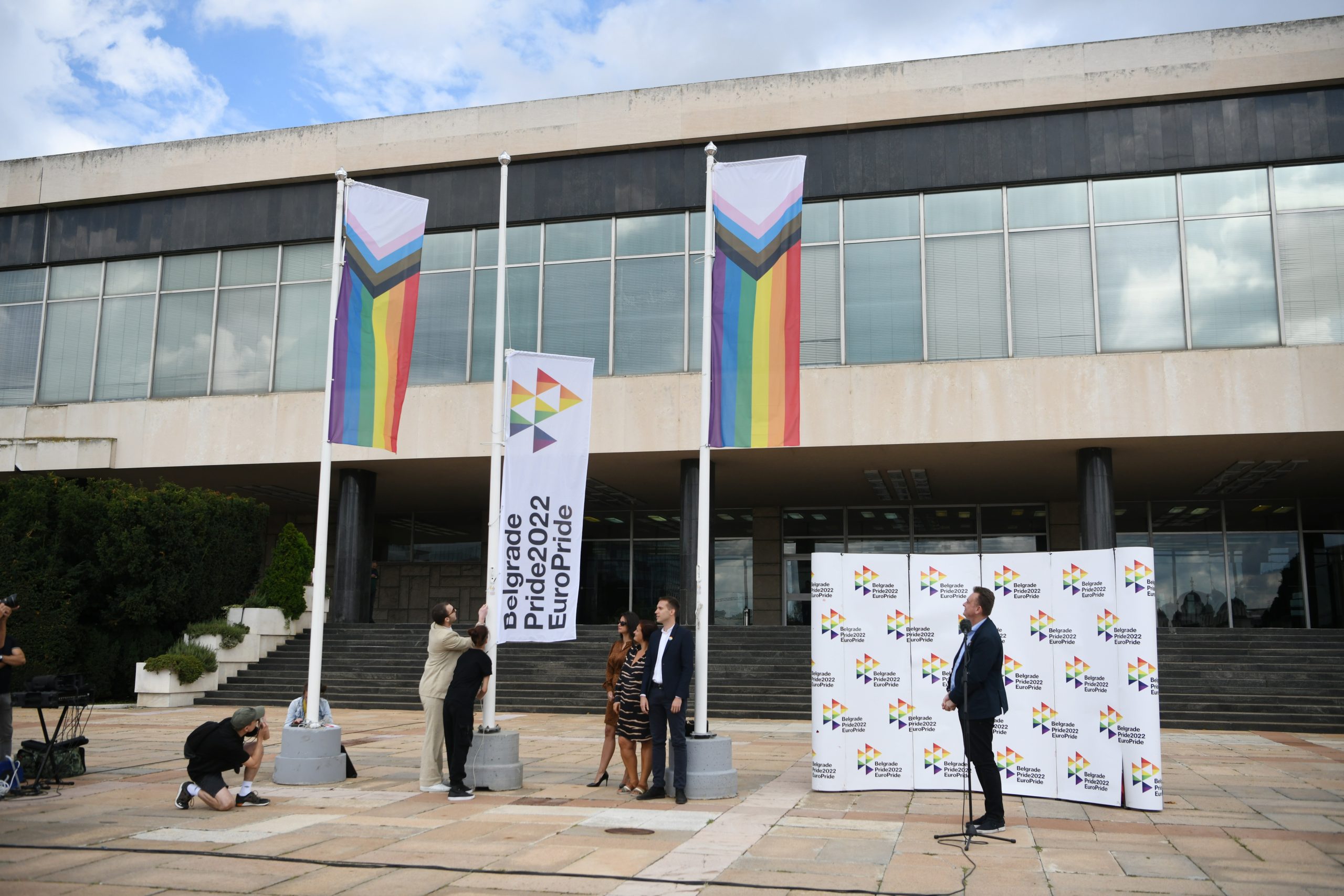 Beograd 12. septembar 2022. LGBT, Euro prajd, otvaranje nedelje Europrajd, podizanje zastave Foto:Vesna Lalić/Nova.rs