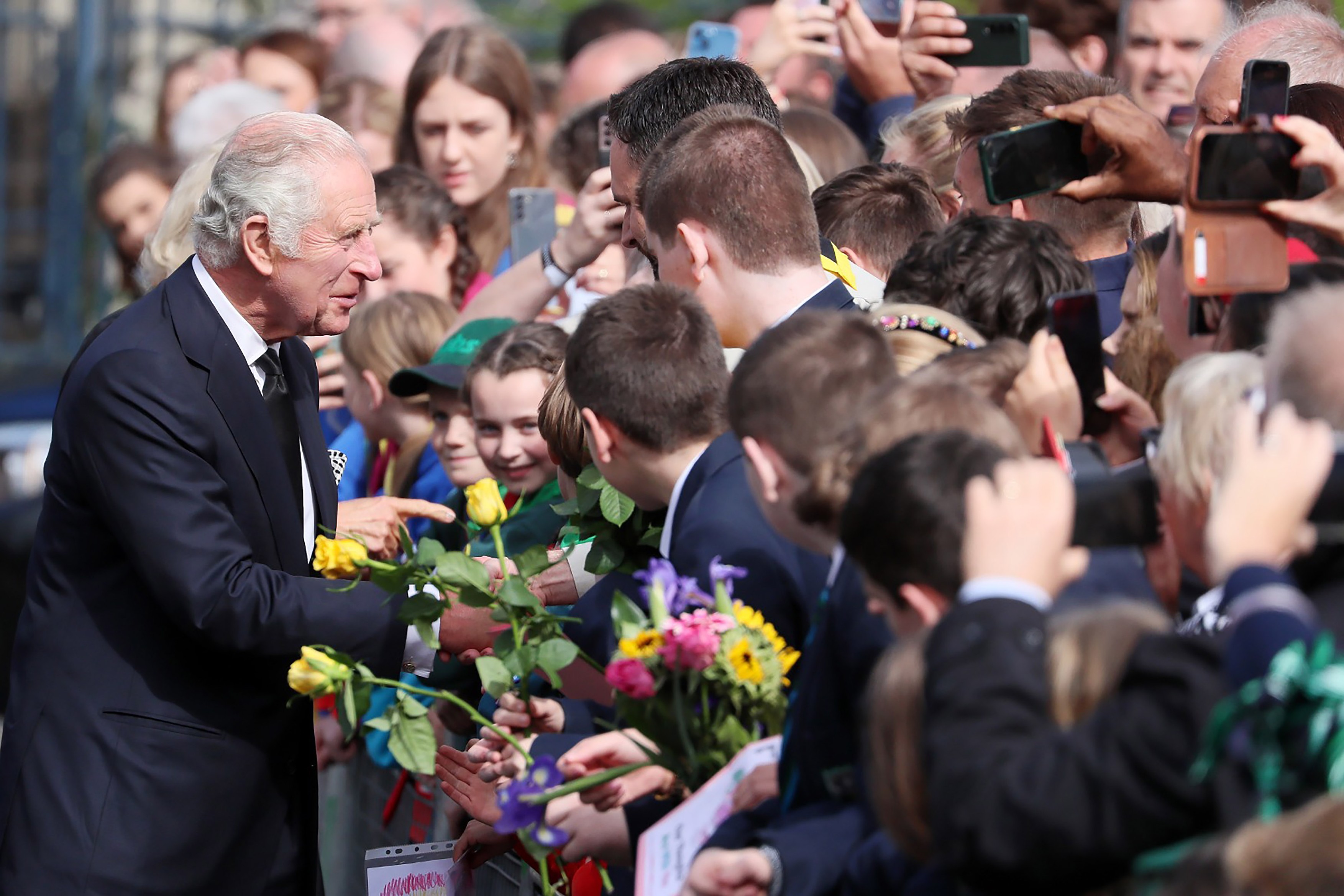 Britain's King Charles III During a walkabout in Writers' Square in Northern Ireland