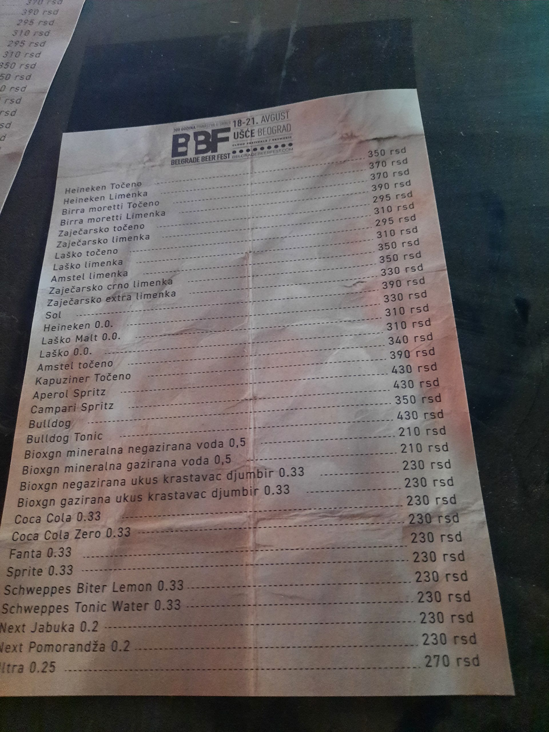 Beer fest, Bir fest, cenovnik, cena pića Foto: Privatna arhiva