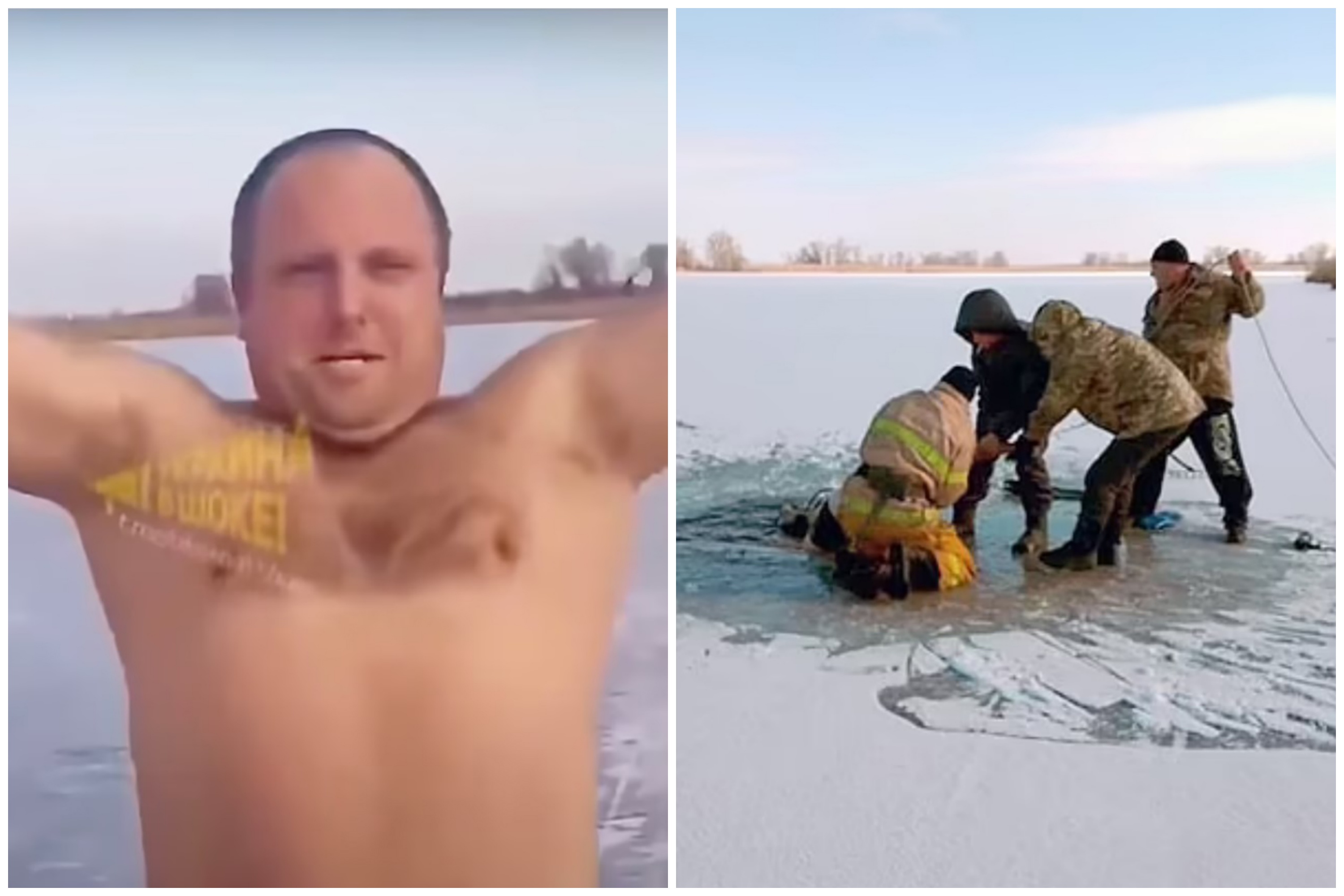 Led, kupanje u zaleđena voda, rus Foto: Ukraine v shoke/east2west news/Ukraine rescuers/east2west news