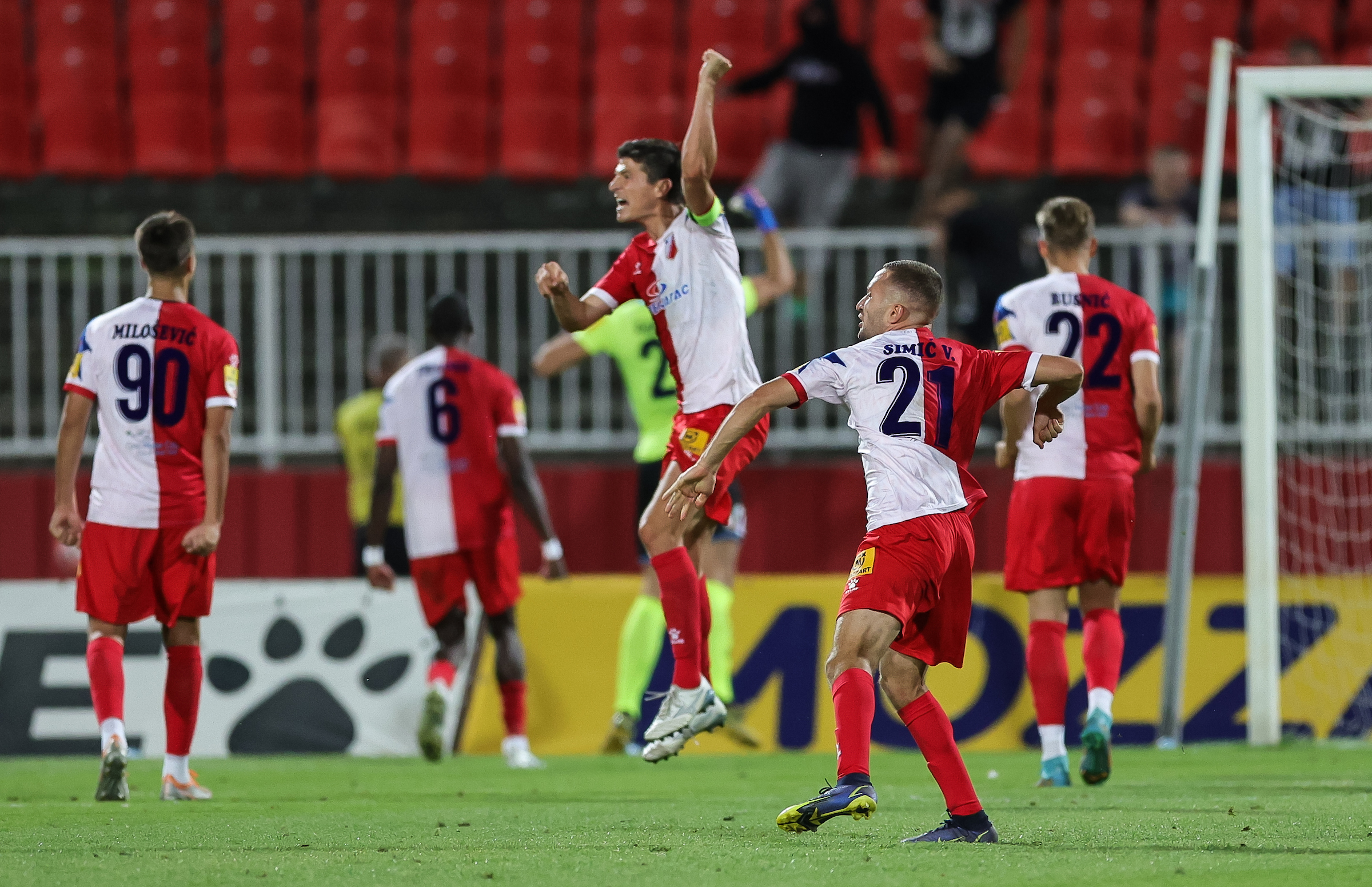 Veljko Simic (R) and Stefan Djordjevic (L) celebrate
Fudbal-Vojvodina v Napredak-Mozzart Super League Season 2022/2023
Novi Sad, 10.07.2022.
foto: Srdjan Stevanovic/Starsport.rs ©