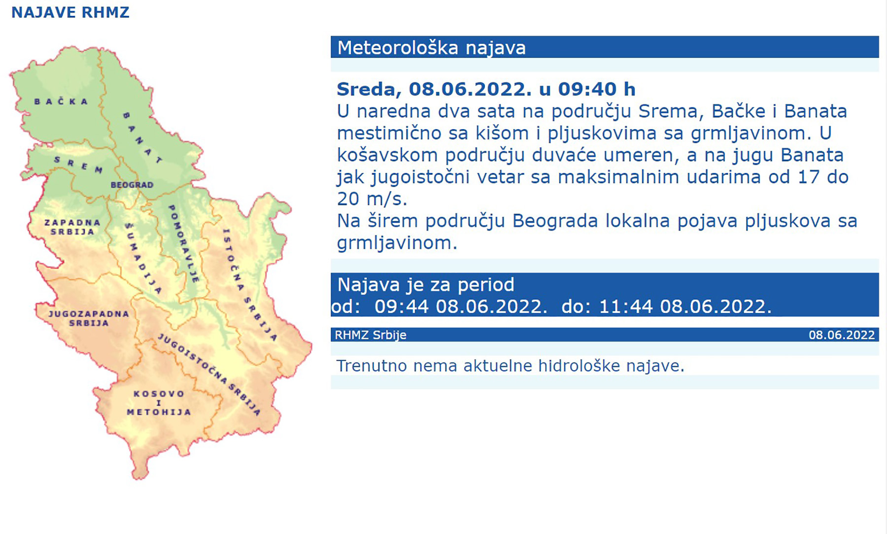 Meteorološka najava
