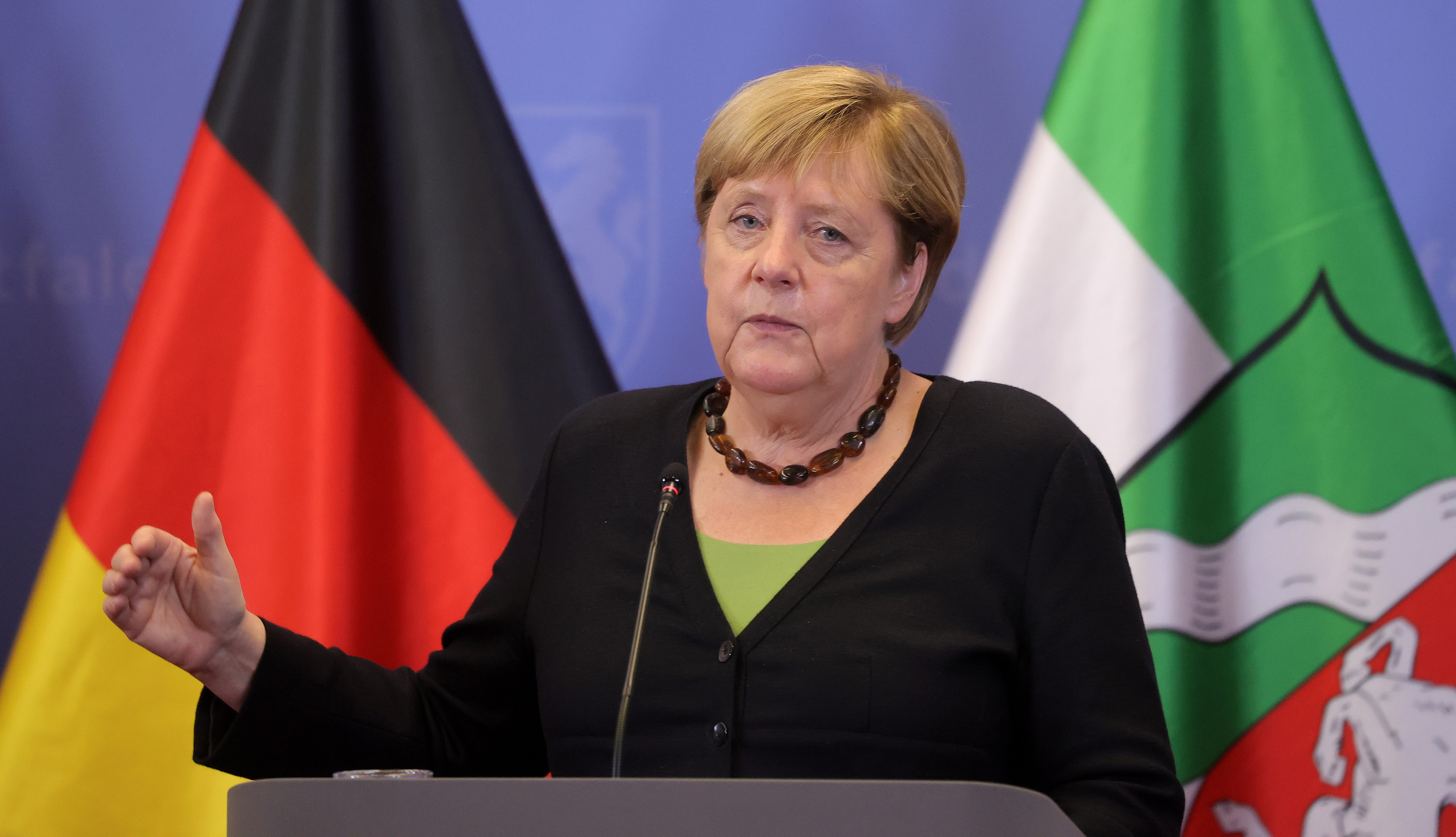 German Chancellor Merkel visits flood-affected region in North Rhine-Westphalia