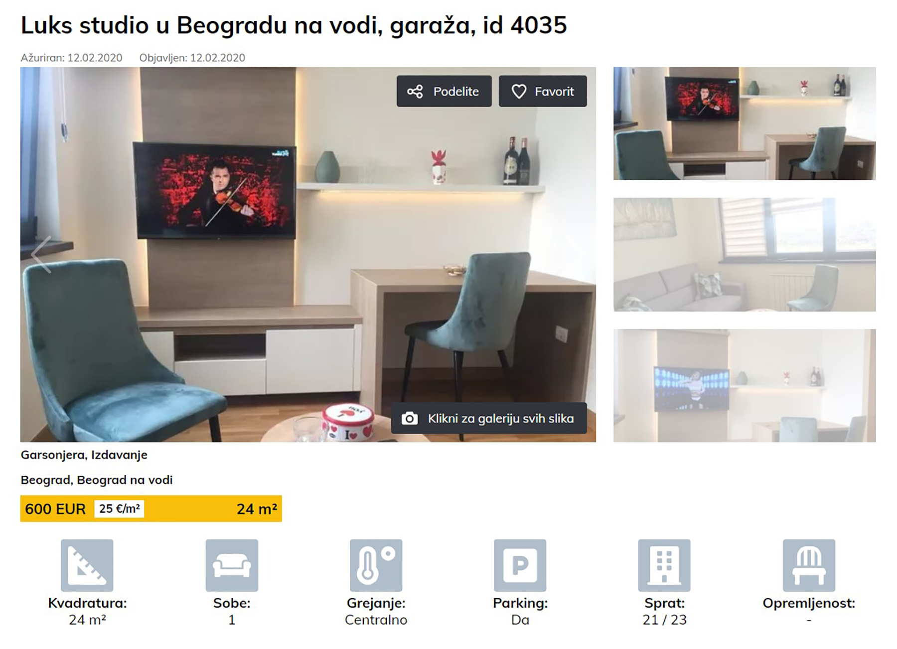 Beograd na vodi, stanovi, izdavanje