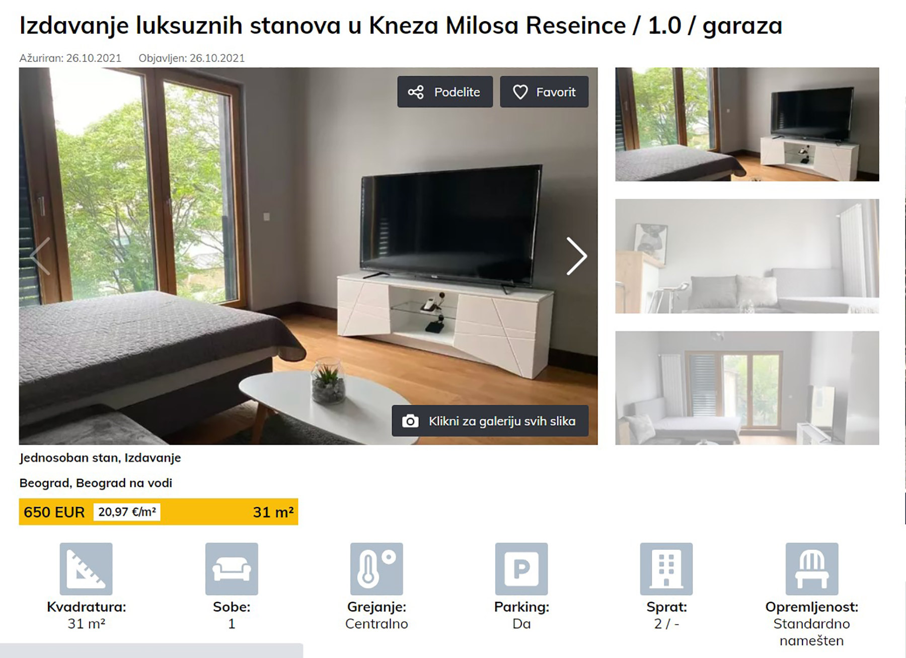 Beograd na vodi, stanovi, izdavanje