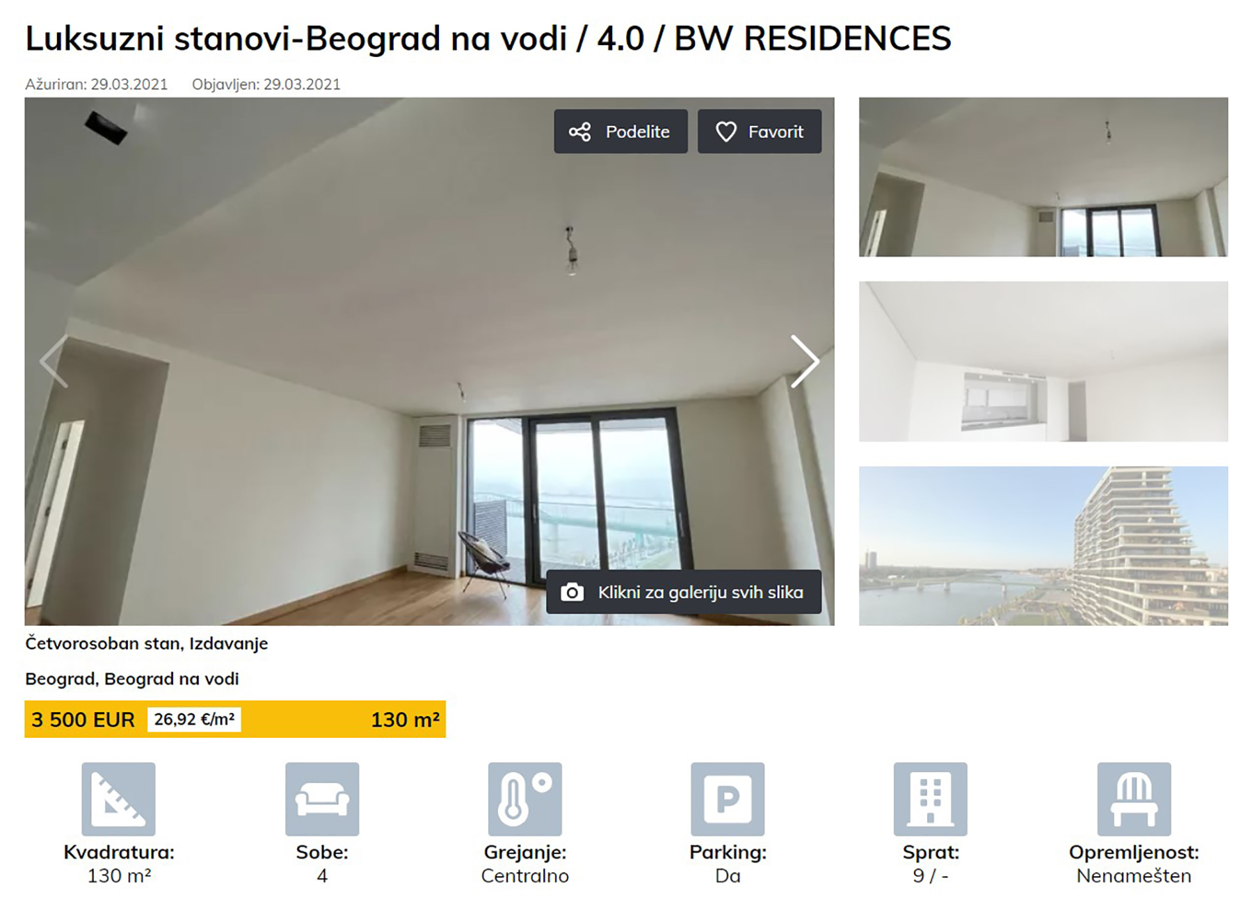 Beograd na vodi, stanovi, izdavanje