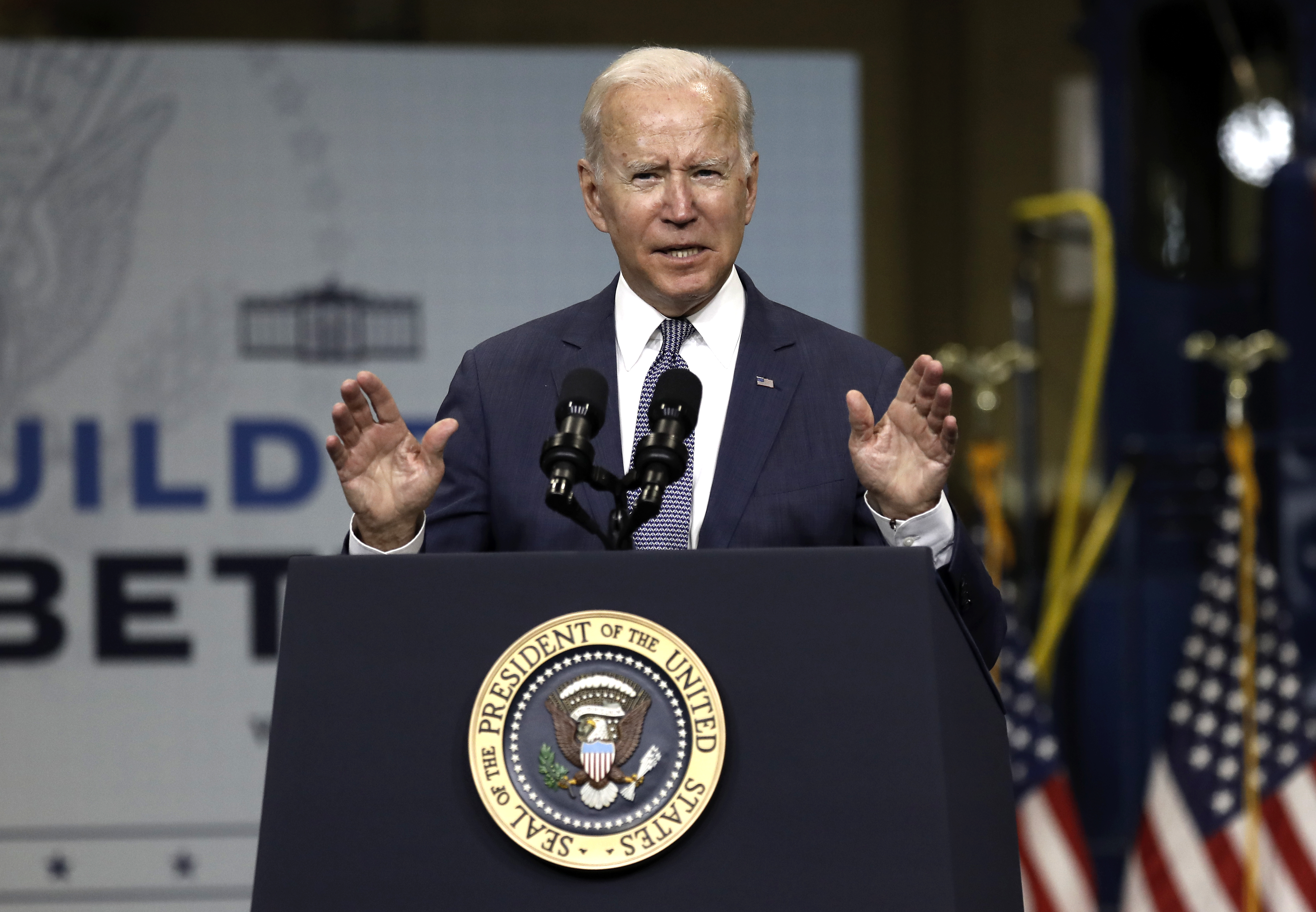 US President Joe Biden Speaks in New Jersey on His Bipartisan Infrastructure Deal