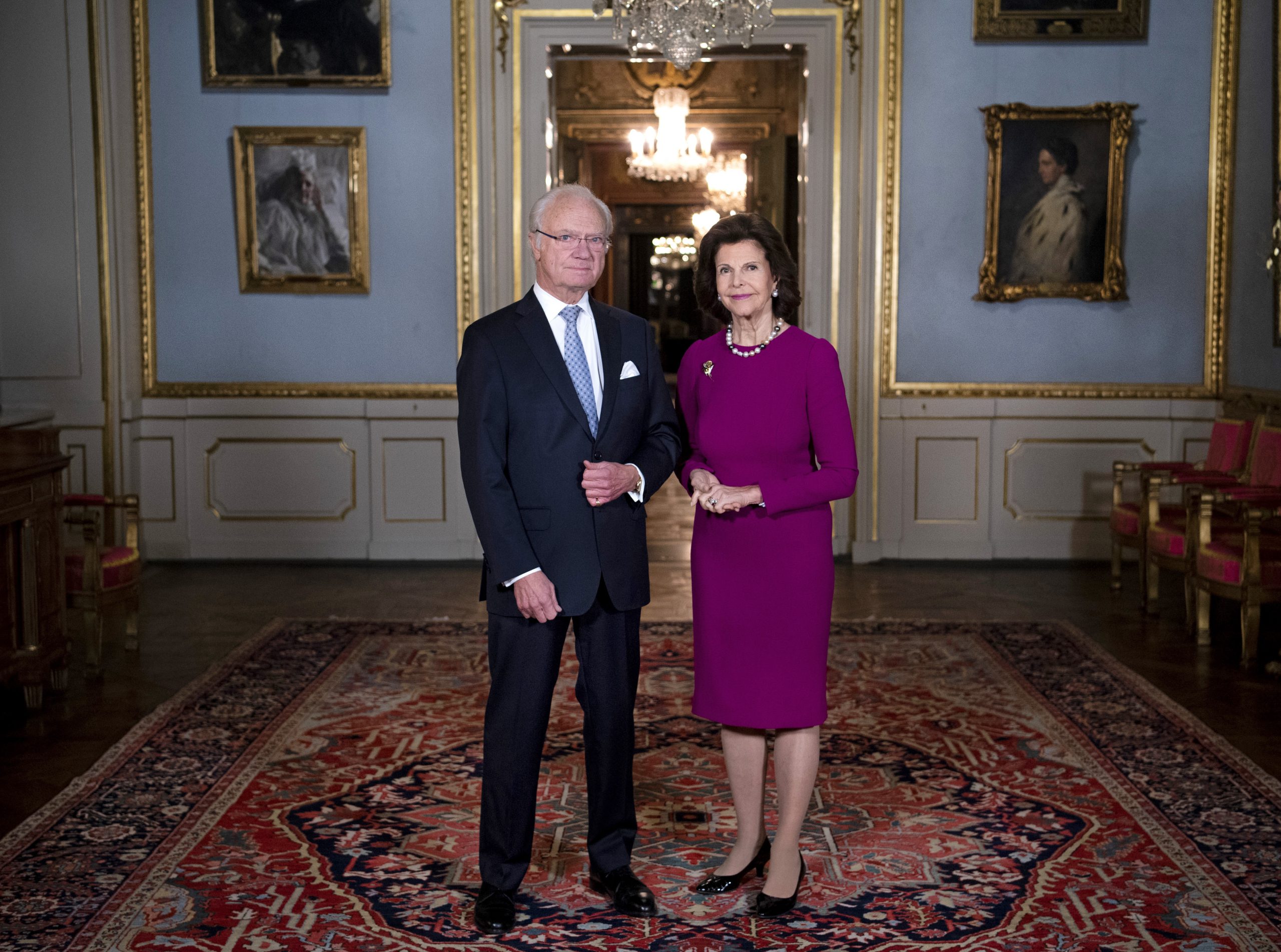 Swedish King Carl XVI Gustaf (L) and Queen Silvia of Sweden pose in the Royal Castle in Stockholm, Sweden, 03 December 2020 (reissued 26 April 2021). King Carl XVI Gustaf of Sweden turns 75 on 30 April 2021. EPA-EFE/Pontus Lundahl