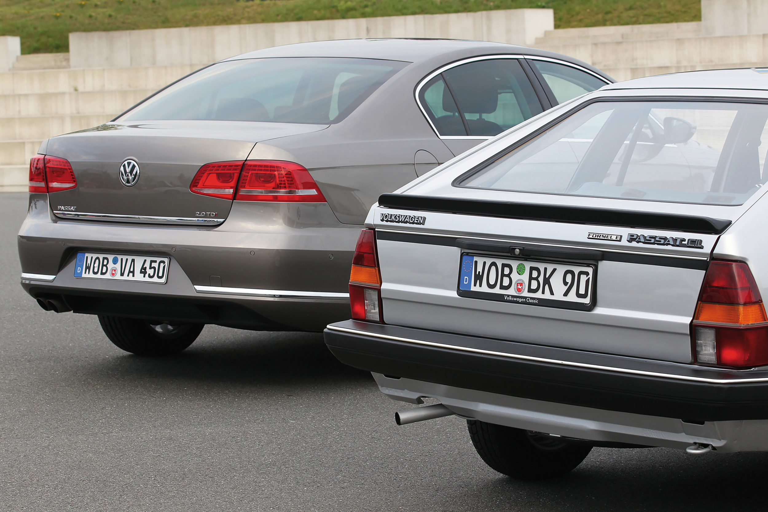 vw, passat, polo. Vorläufer des aktuellen Passat TDI BlueMotion war die Formel E-Ausführung des Passat B2 mit verbrauchsreduzierenden Maßnahmen bis hin zum Startstopp-System.