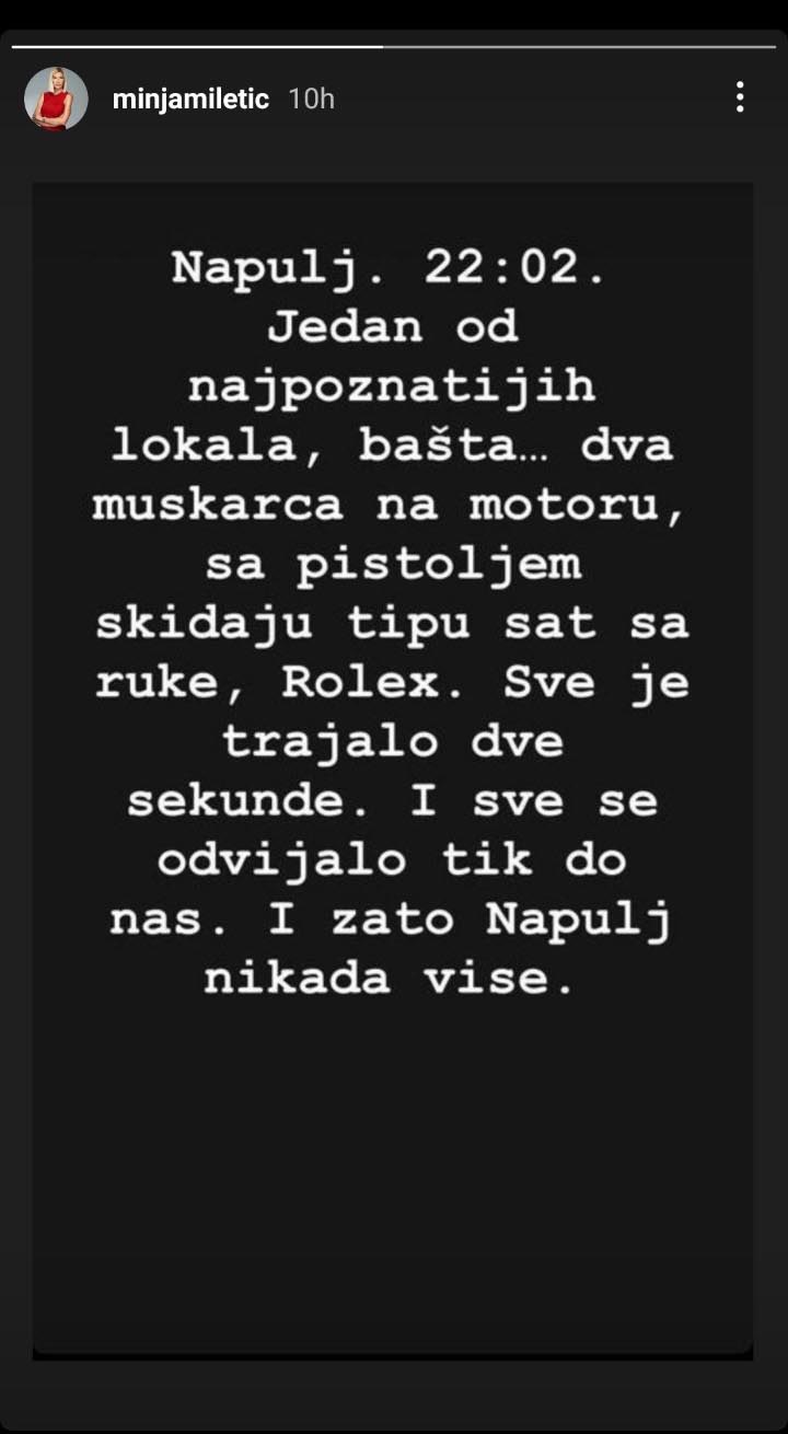 Minja Miletić, instagram stori Foto: Instagram/minjamiletic