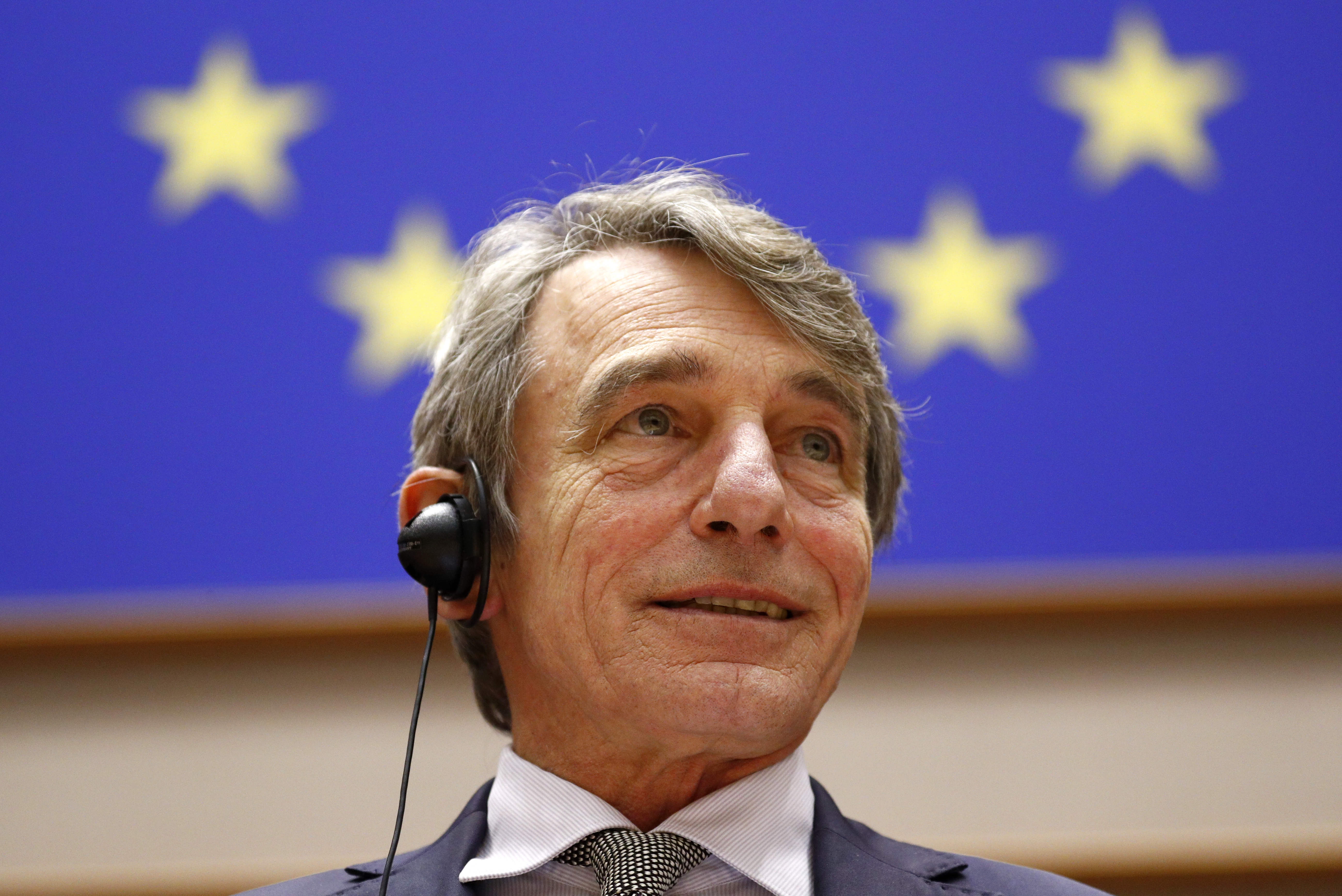 European Parliament President David Sassoli announces the 2020 EU Sakharov Prize at the European Parliament in Brussels