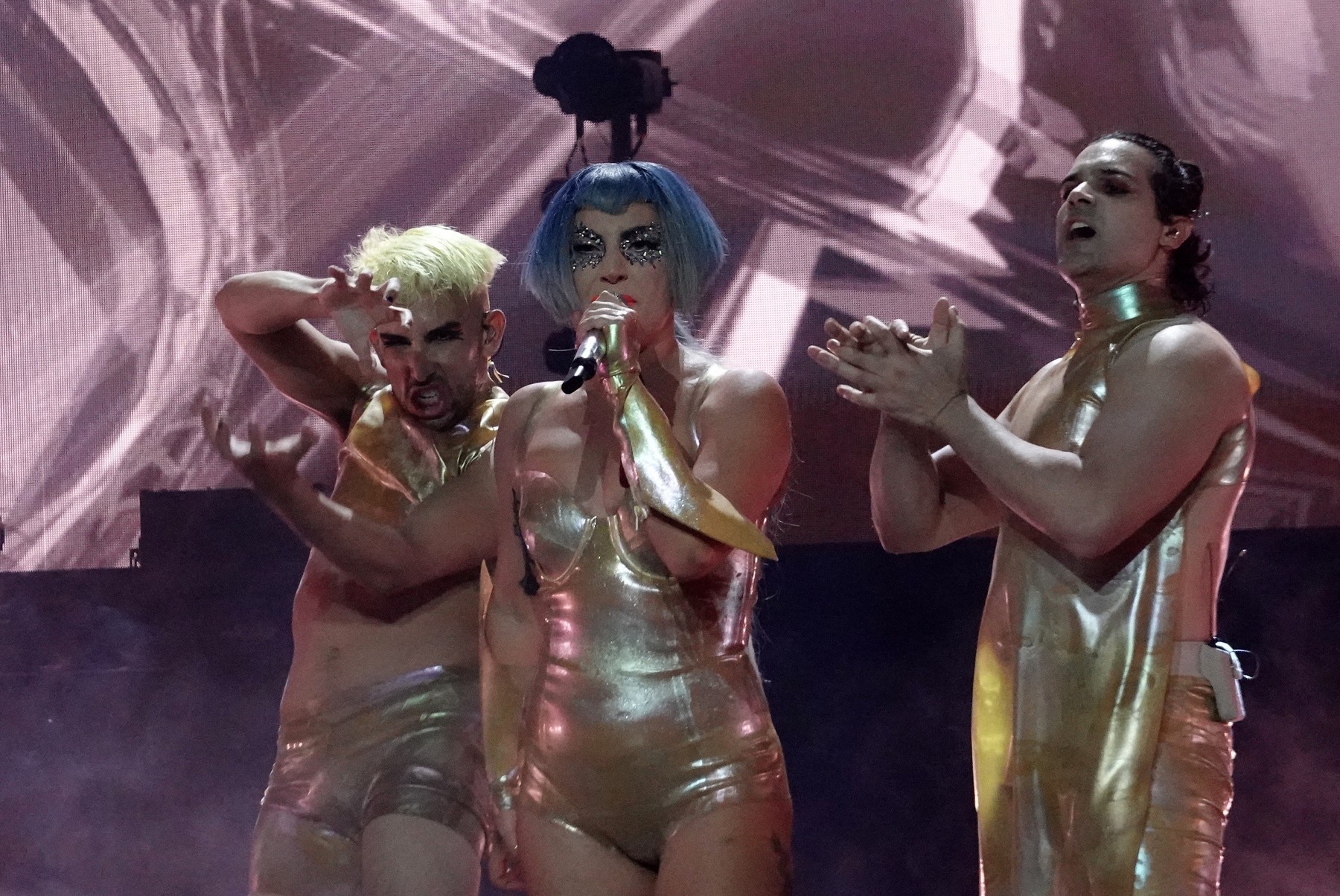 Lady Gaga performs at the AT&amp;T TV Super Saturday Night with Lady Gaga concert one night  before the Super Bowl in Miami