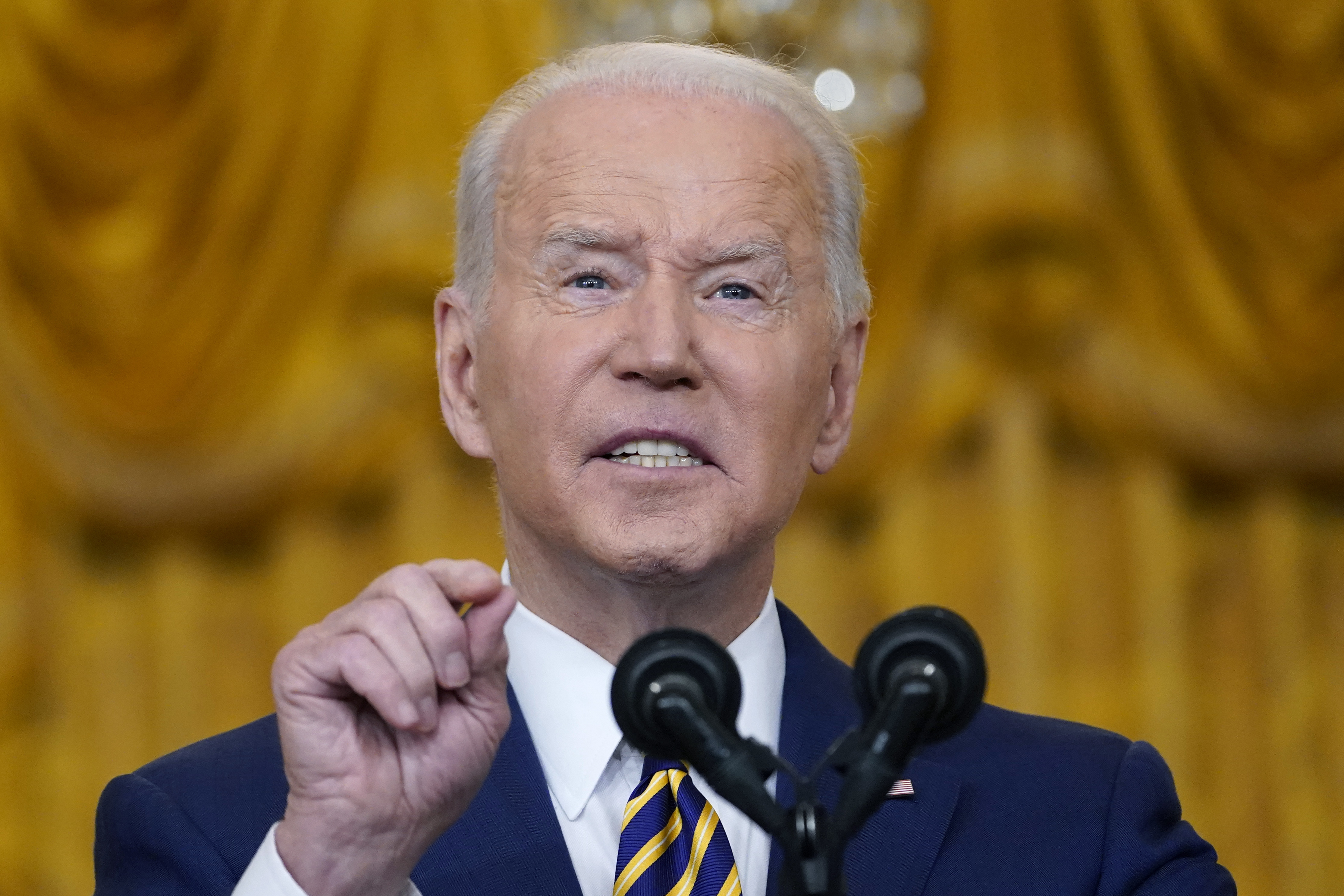 President Joe Biden speaks during a news conference in the East Room of the White House in Washington, Wednesday, Jan. 19, 2022. (AP Photo/Susan Walsh)