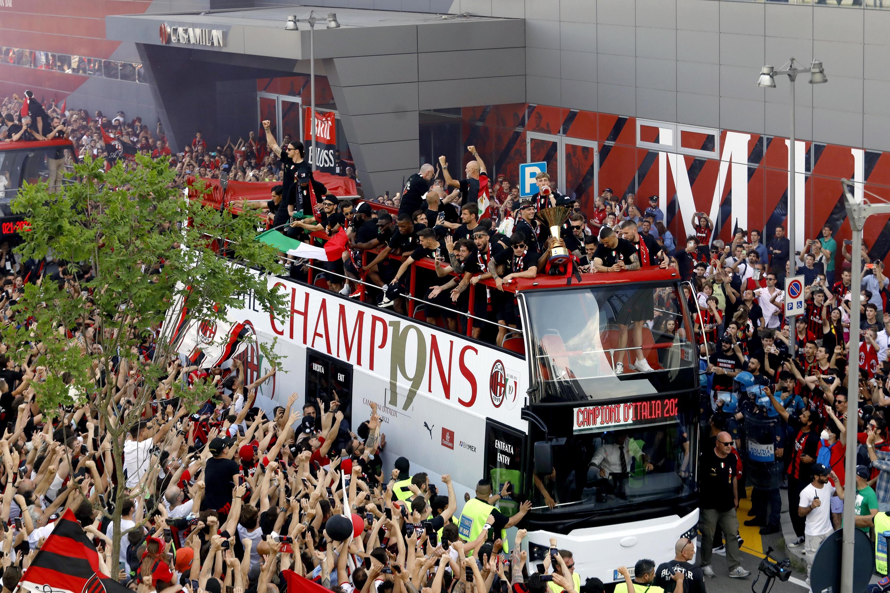 AC Milan celebrates the 2021-22 Italian Serie A title in Milan