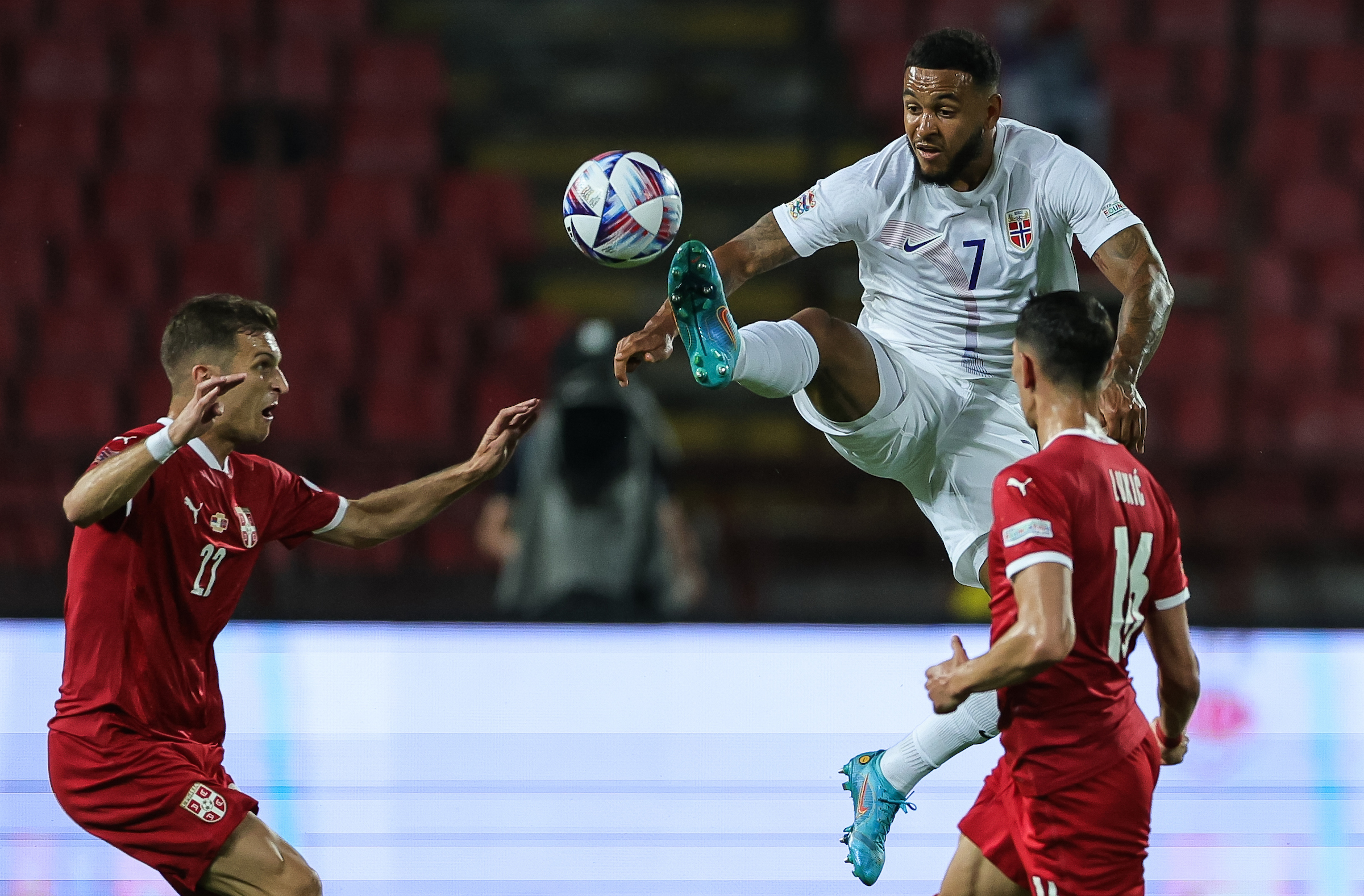Joshua King (C) Darko Lazovic (L) and Sasa Lukic
Srbija v Norveska - UEFA Nations League-League B-Group
Beograd, 02.06.2022
foto: Srdjan StevanovicStarsportphoto ©