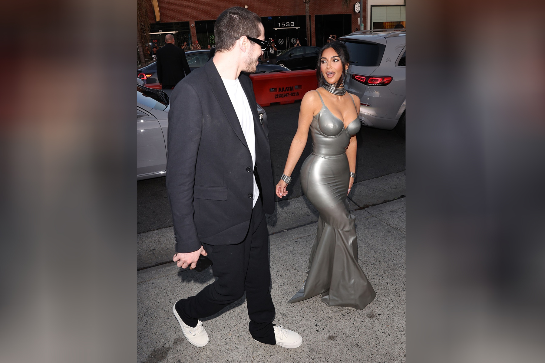 *EXCLUSIVE* Kim Kardashian and Pete Davidson make a grand entrance to HULU’s "The Kardashian's" event