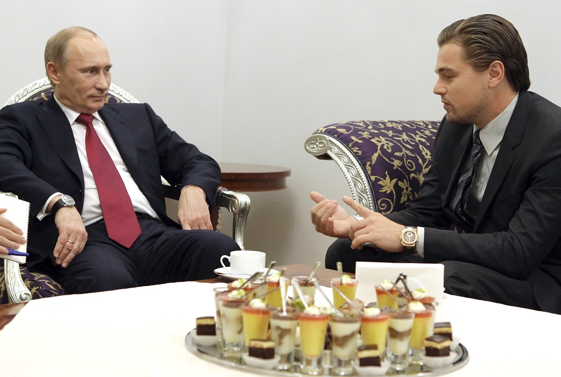 Vladimir Putin meets with Leonardo DiCaprio in St.Petersburg