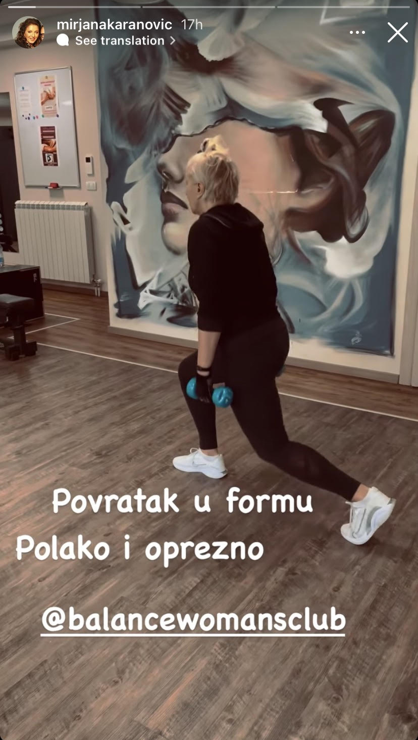 Glumica MIrjana Karanović vežba u teretani