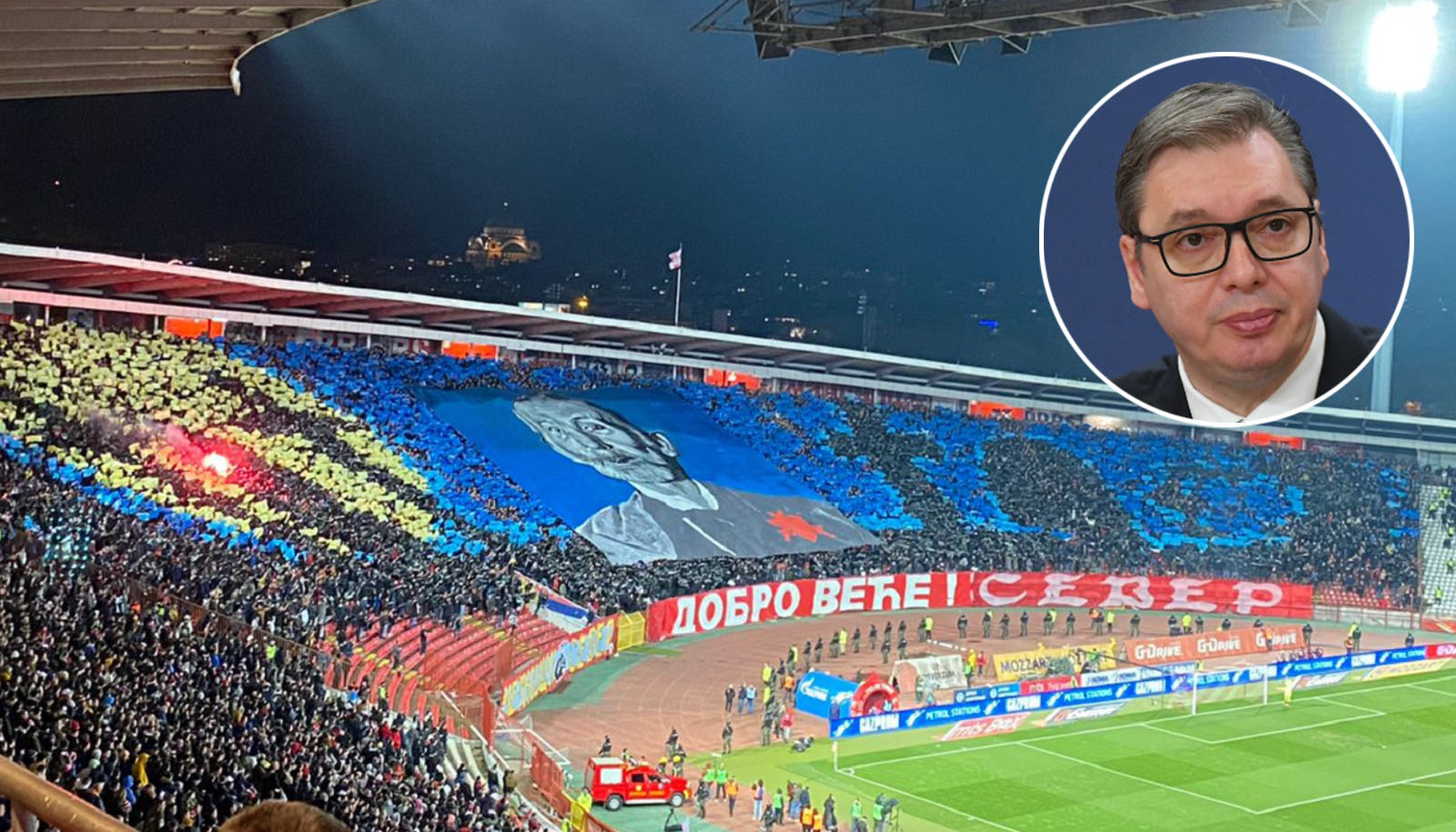 Derbi, delije, navijači, tribine, Aleksandar Vučić, kombo Foto: Nova.r/Nemanja Jovanović/Nova.rs