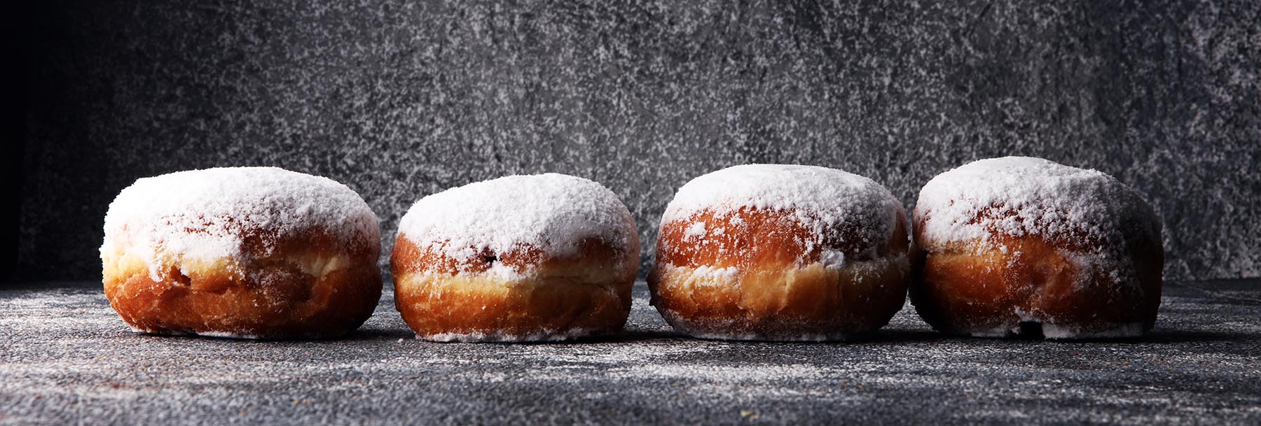 German,Donuts,With,Jam,And,Icing,Sugar.,Carnival,Powdered,Sugar
