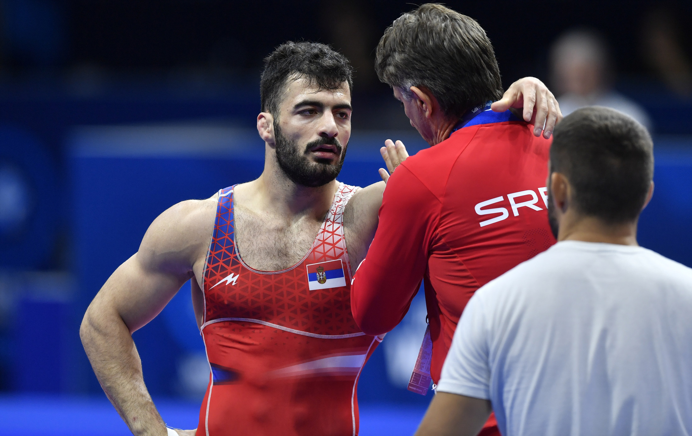SPORT,RVANJE,SVETSKOPRVENSTO2022. Arslan tokom kvalifikacione borbe na Svetskom prvenstvu u rvanju, Beograd2022, Beograd 10.09.2022.