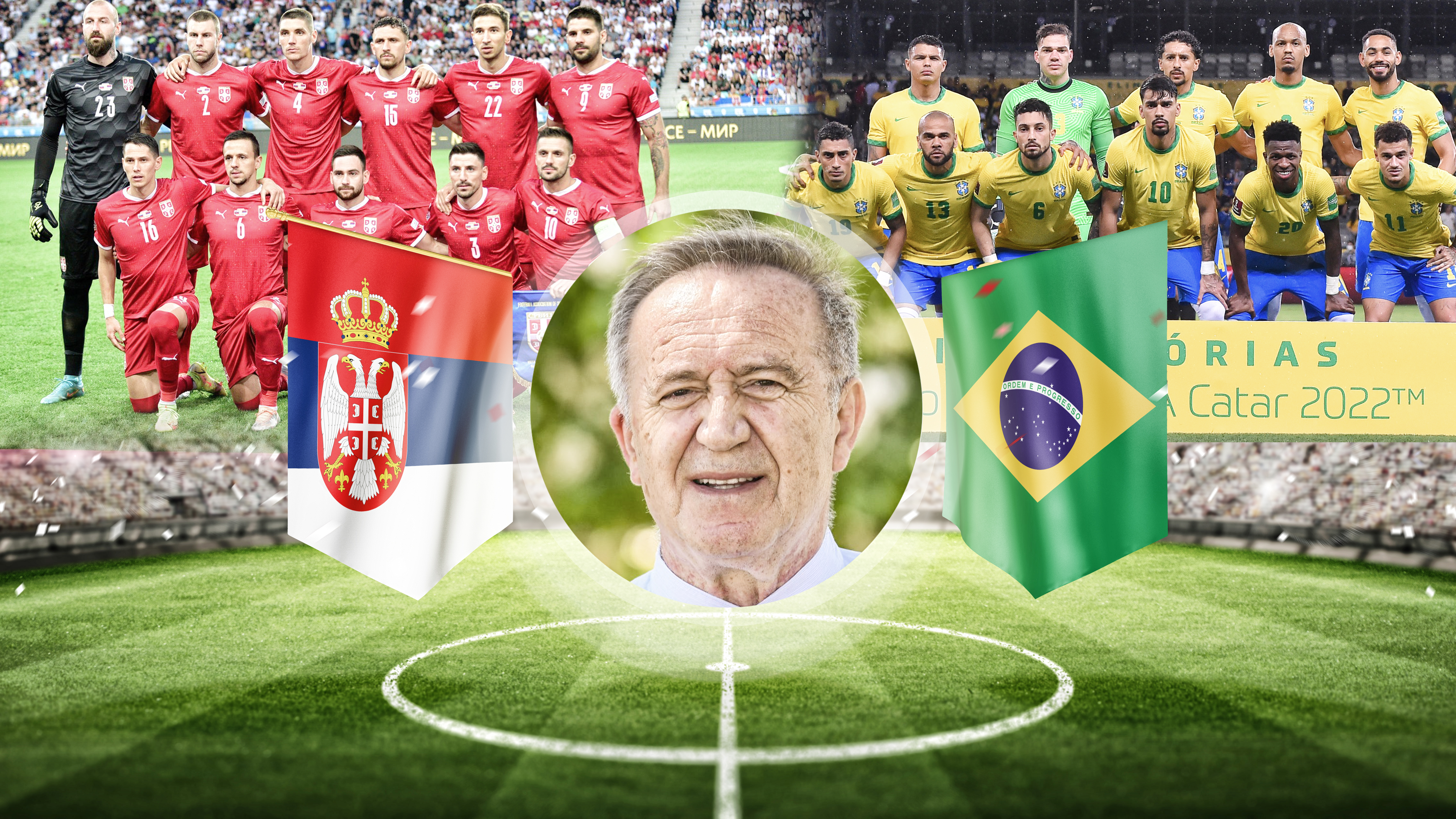 Serbia,Vs,Brazil.,Soccer,Concept.,White,Soccer,Ball,With,The