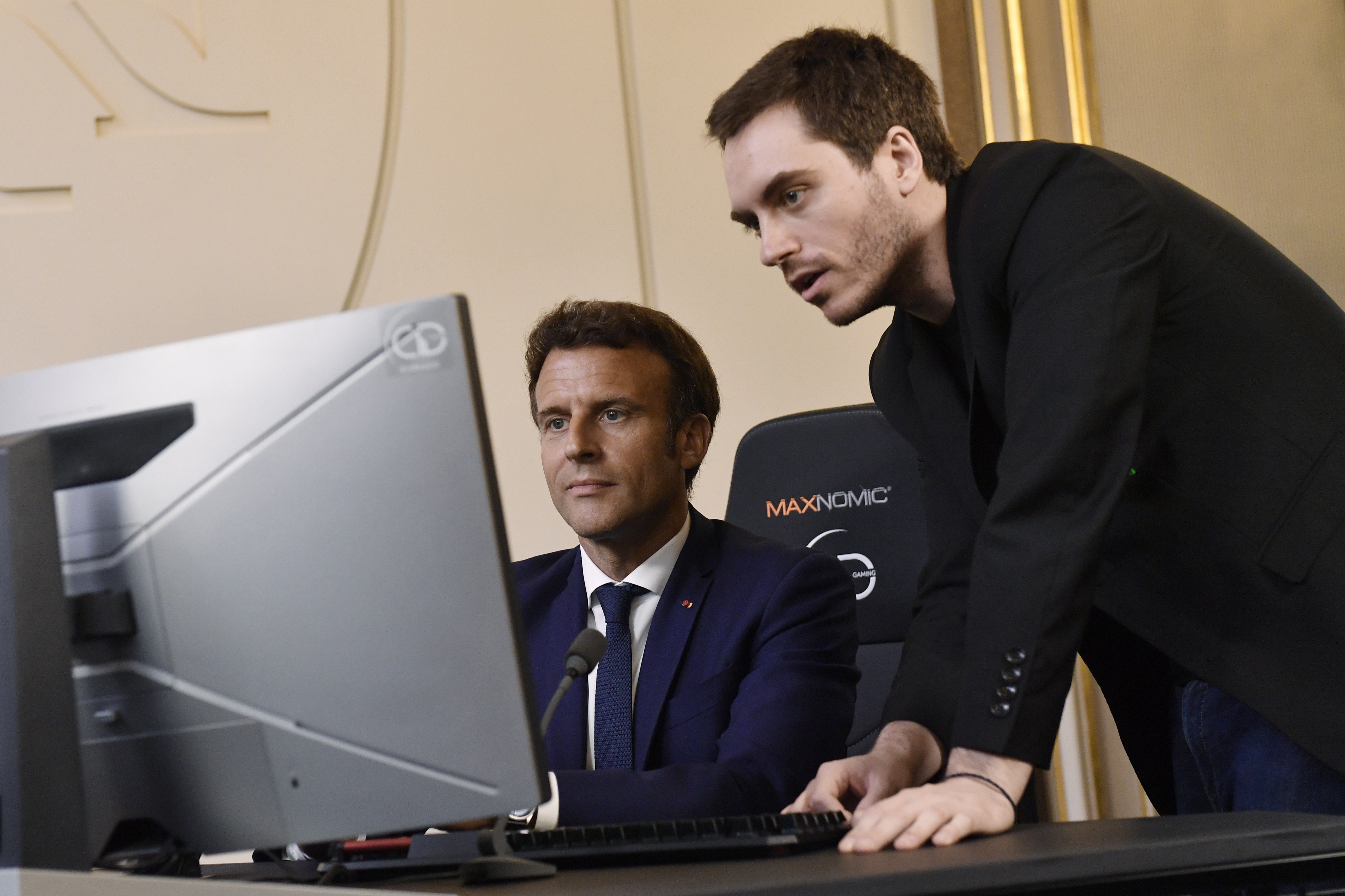 French President Macron meets French esport video game players