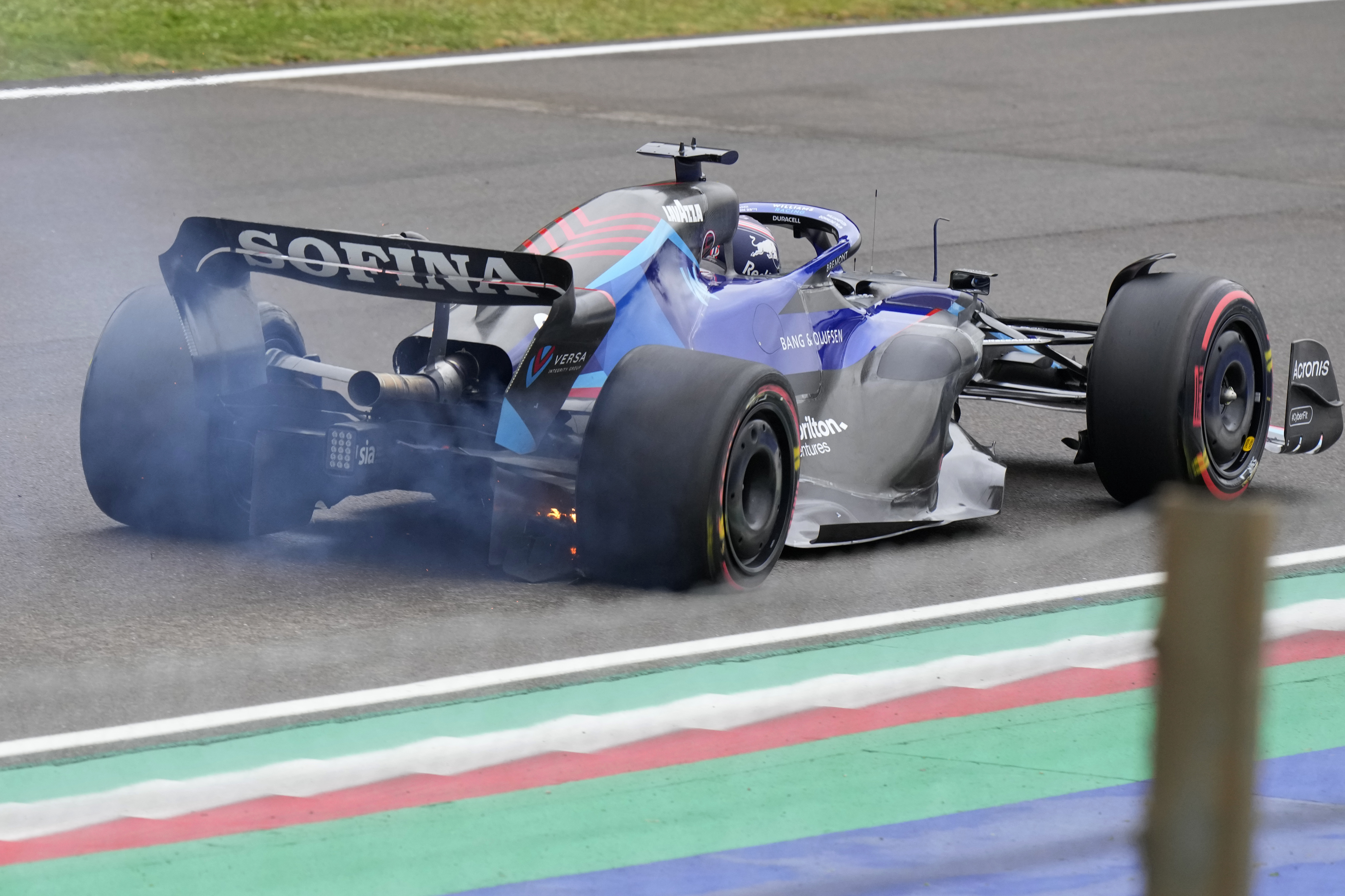 Williams driver Alexander Albon of Thailand controls his car during the qualifying session for Sunday's Emilia Romagna Formula One Grand Prix, at the Dino and Enzo Ferrari racetrack, in Imola, Italy, Friday, April 22, 2022. (AP Photo/Luca Bruno)