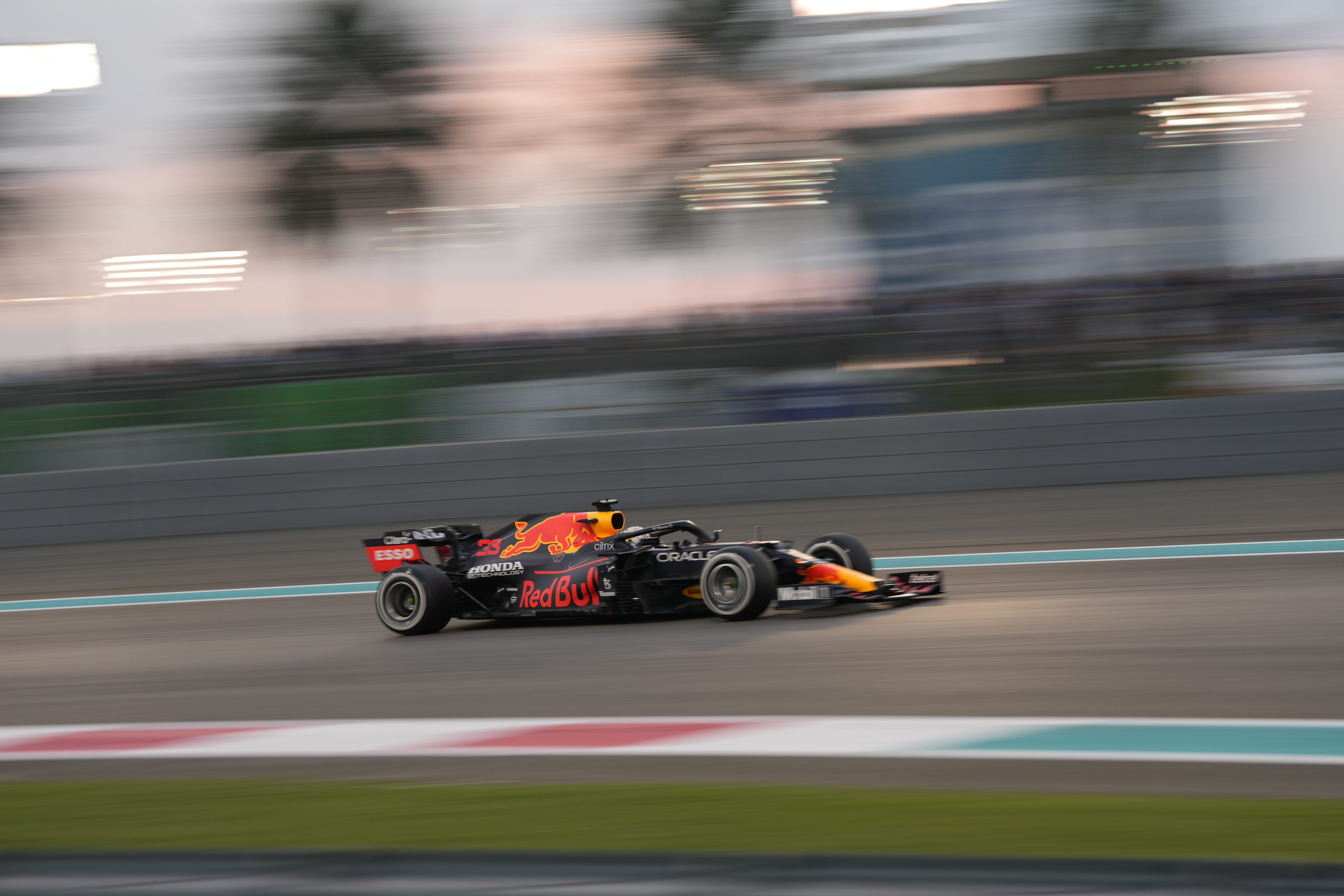 Red Bull driver Max Verstappen of the Netherlands in action during the Formula One Abu Dhabi Grand Prix in Abu Dhabi, United Arab Emirates, Sunday, Dec. 12. 2021. (AP Photo/Hassan Ammar)