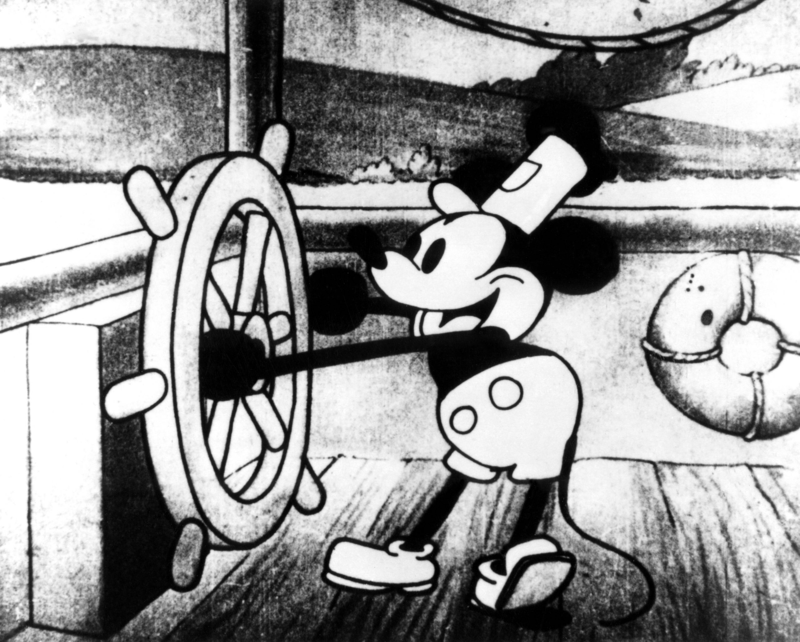 Mickey Mouse in his first film Steam Boat Willie 
1919,Image: 121685653, License: Rights-managed, Restrictions: rescan, Model Release: no, Credit line: Topham Picturepoin / Topfoto / Profimedia
