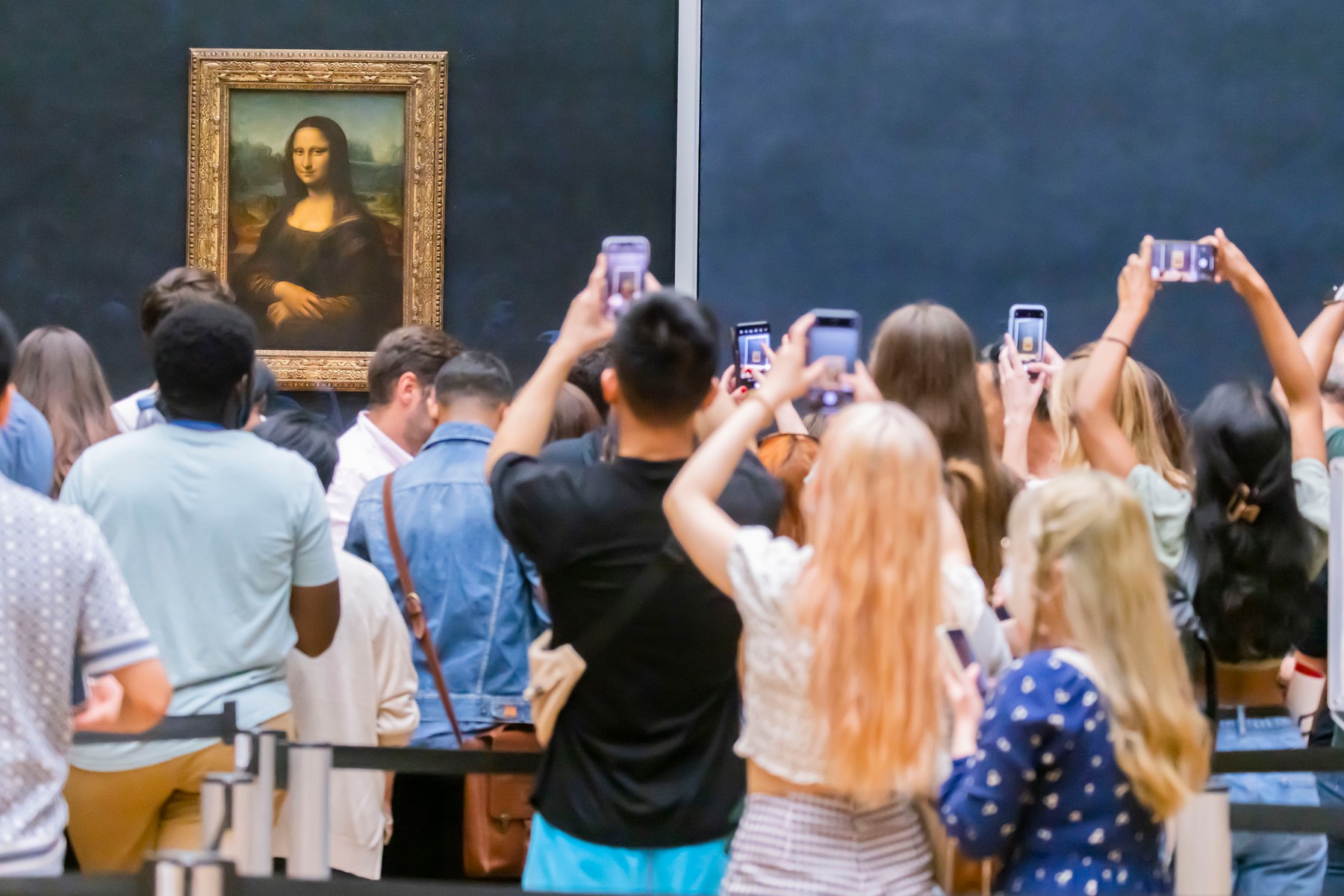Famous Mona Lisa Painting at Louvre Museum In Paris.