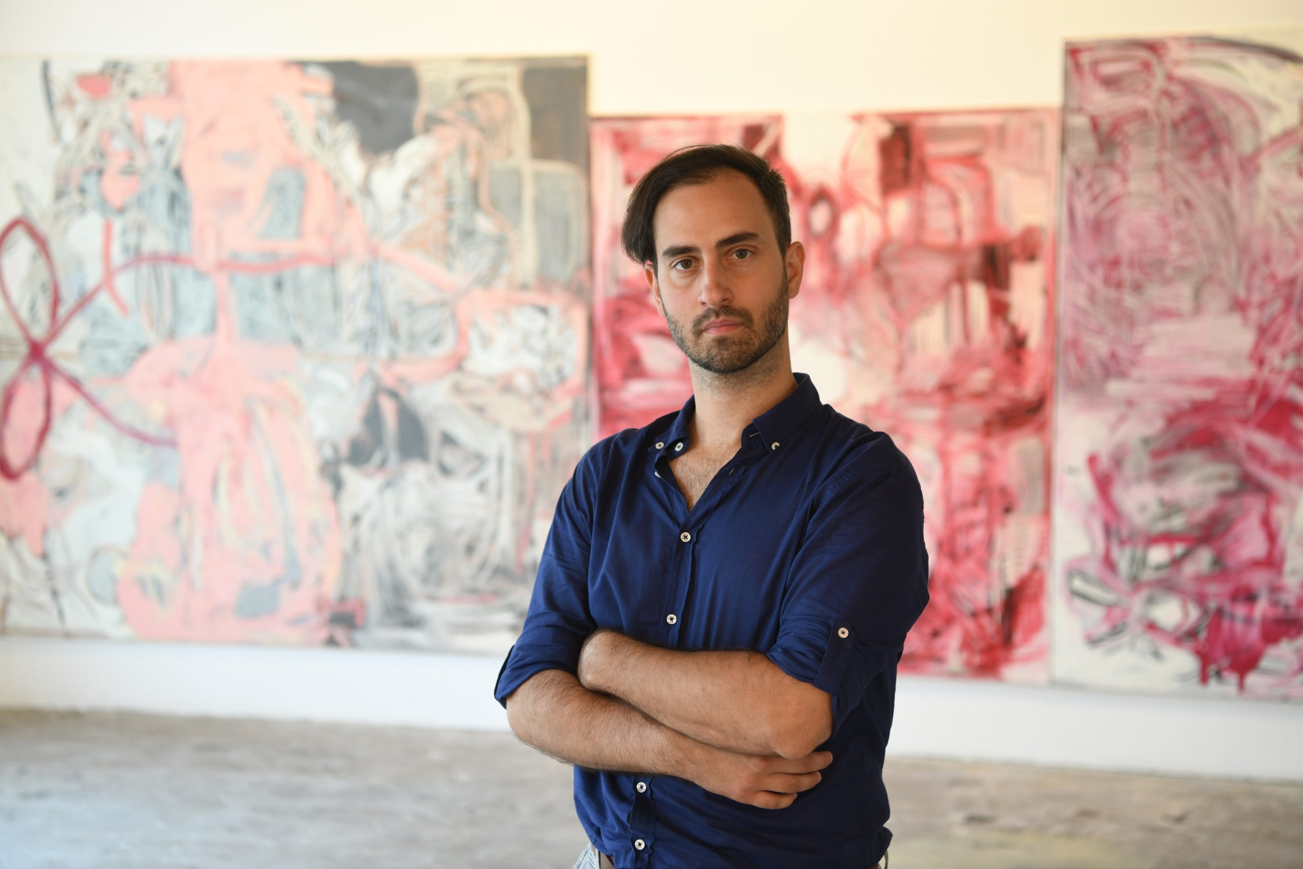 Beograd 26. jun 2021. Vladimir Lalic slikar Oktobarski salon Muzej grada Beograda izlozba vodjenje kroz izlozbu Foto:Goran Srdanov