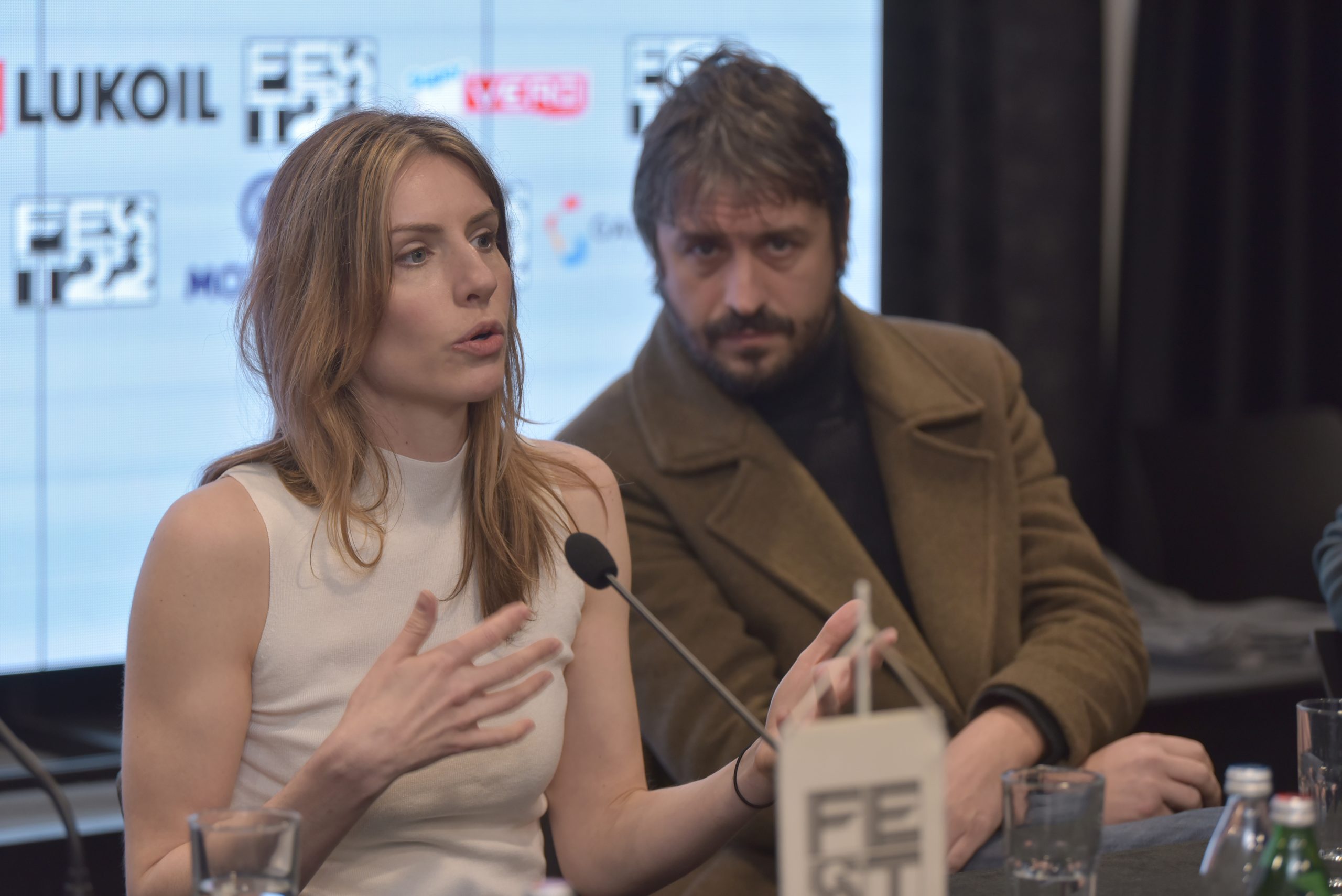 Beograd, 1. marta 2022 - Konferencija za medije u okviru 50. FEST-a u press sali Kombank dvorane povodom premijere filma  srpski "The Game" (prisutni - glumac Branislav Trifunovic, rediteljka Ana Lazarevic). FOTO TANJUG/ MILOS MILIVOJEVIC/bs