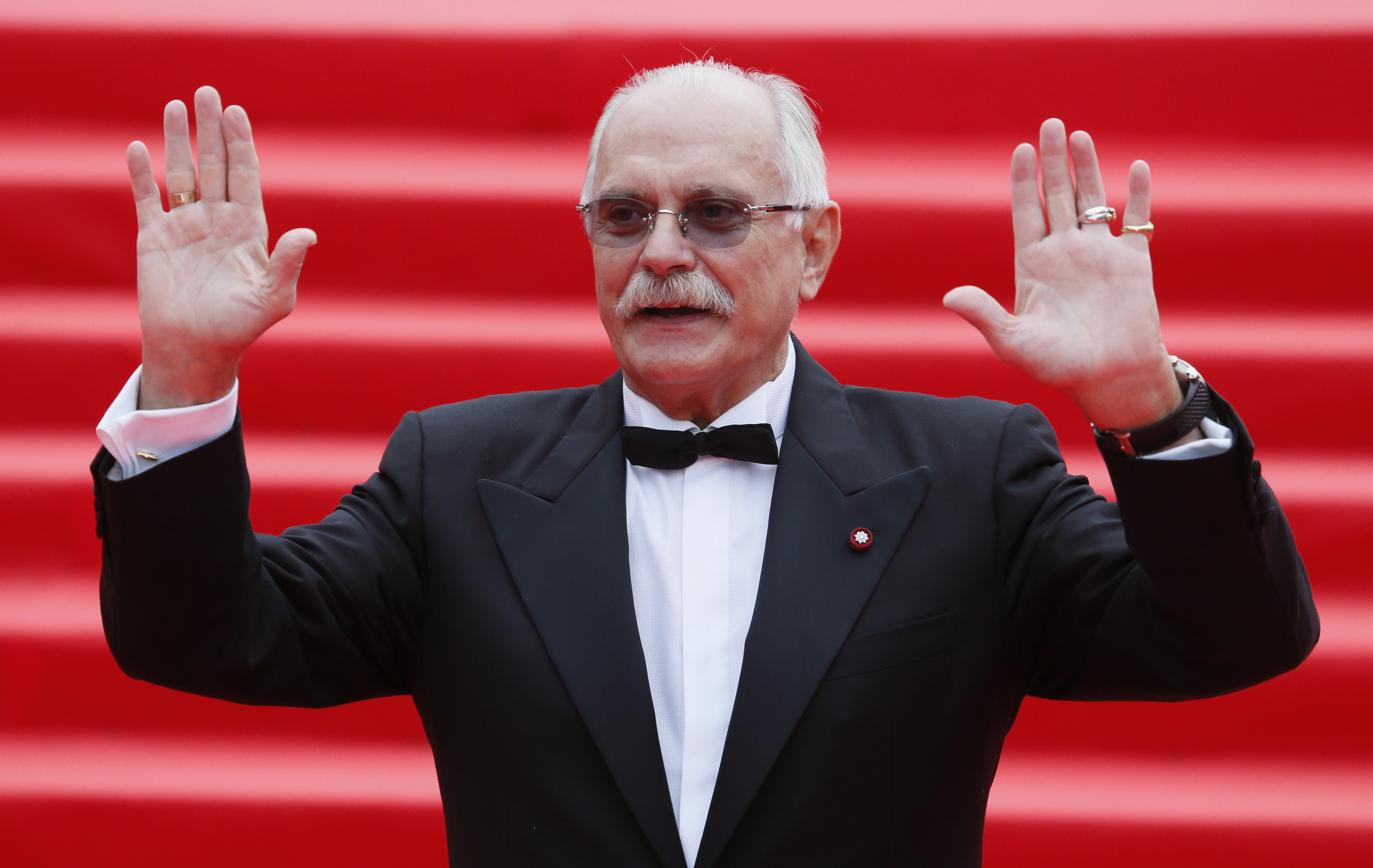 epa04809188 Russia actor and film director Nikita Mikhalkov during the opening ceremony of the 37th International Film Festival at Russia Theatre in Moscow, Russia, 19 June 2015.  EPA/YURI KOCHETKOV