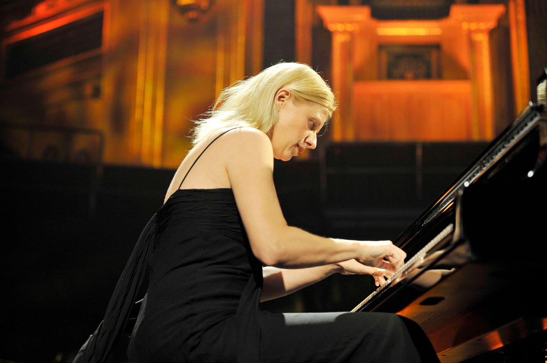 Pianist Valentina Lisitsa performs live in concert at the Royal Albert Hall in  Kensington, London