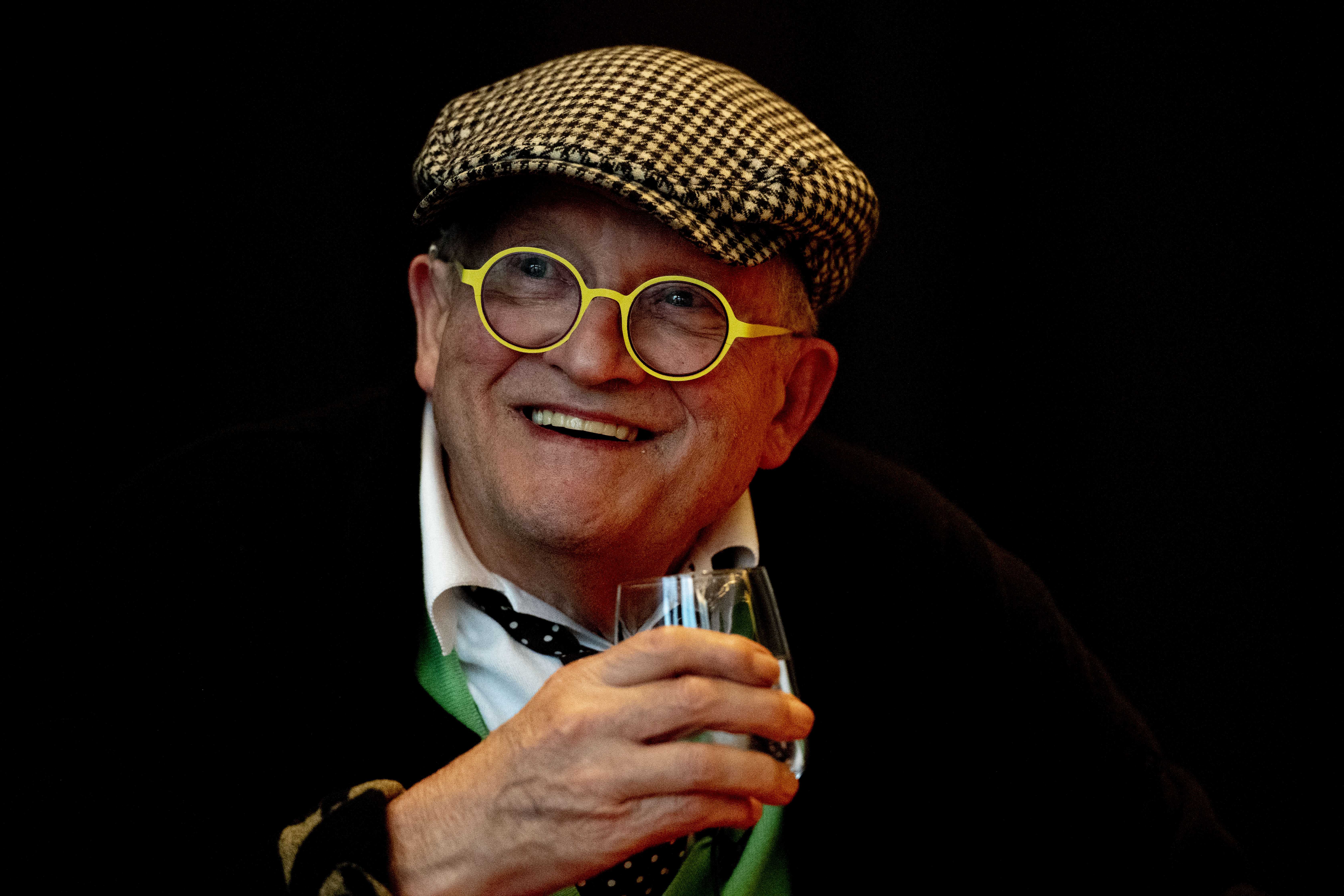 epa07402038 Painter David Hockney gives a press conference in Amsterdam,, the Netherlands, 27 February 2019. The exhibition will highlight Vincent van Gogh's influence on David Hockney's work.  EPA-EFE/ROBIN UTRECHT