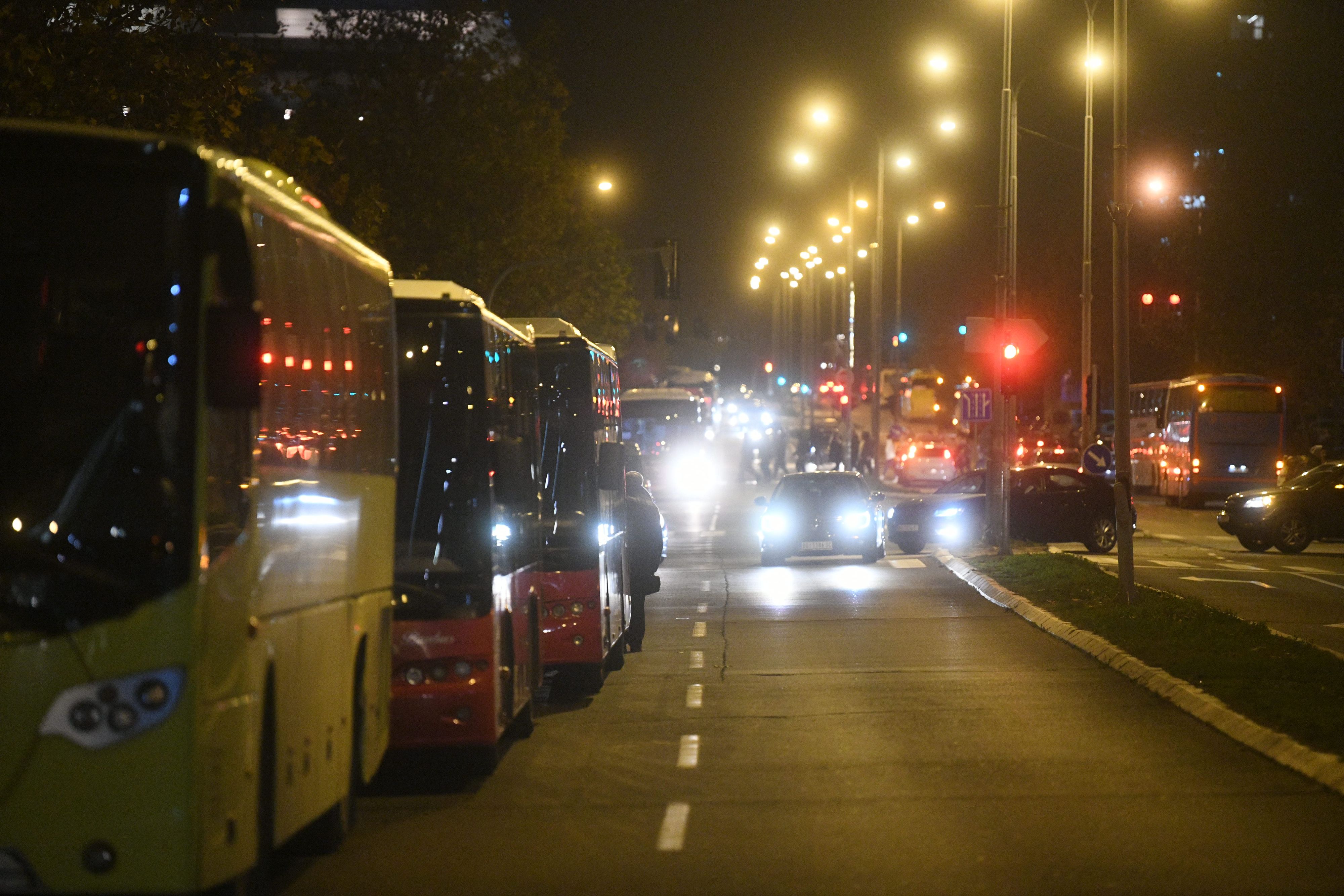 Pristalice SNS-a ispred Stark arene Srpske napredna stranka