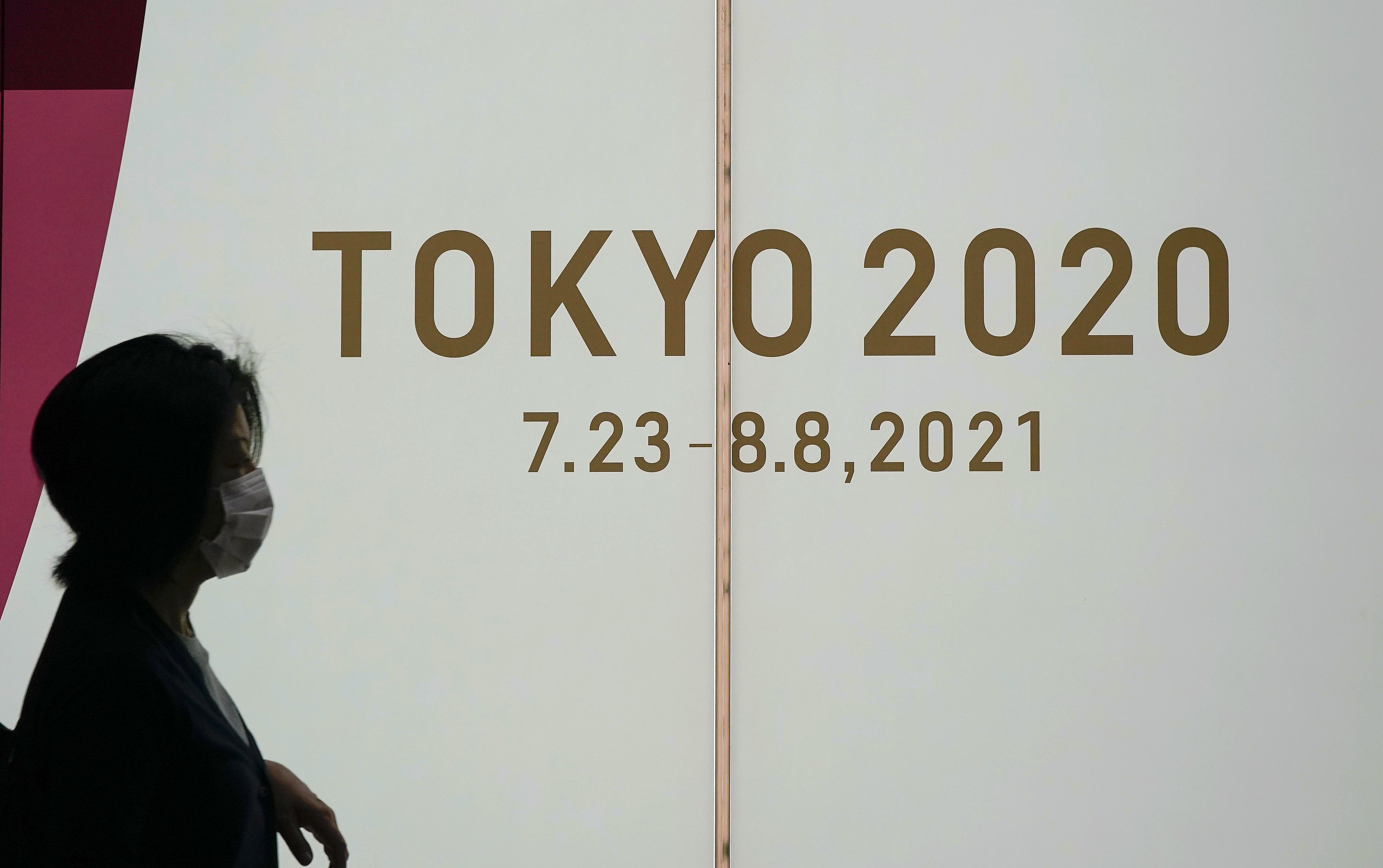 Tokyo 2020 Olympic Games emblem with re-scheduled date on display in Tokyo