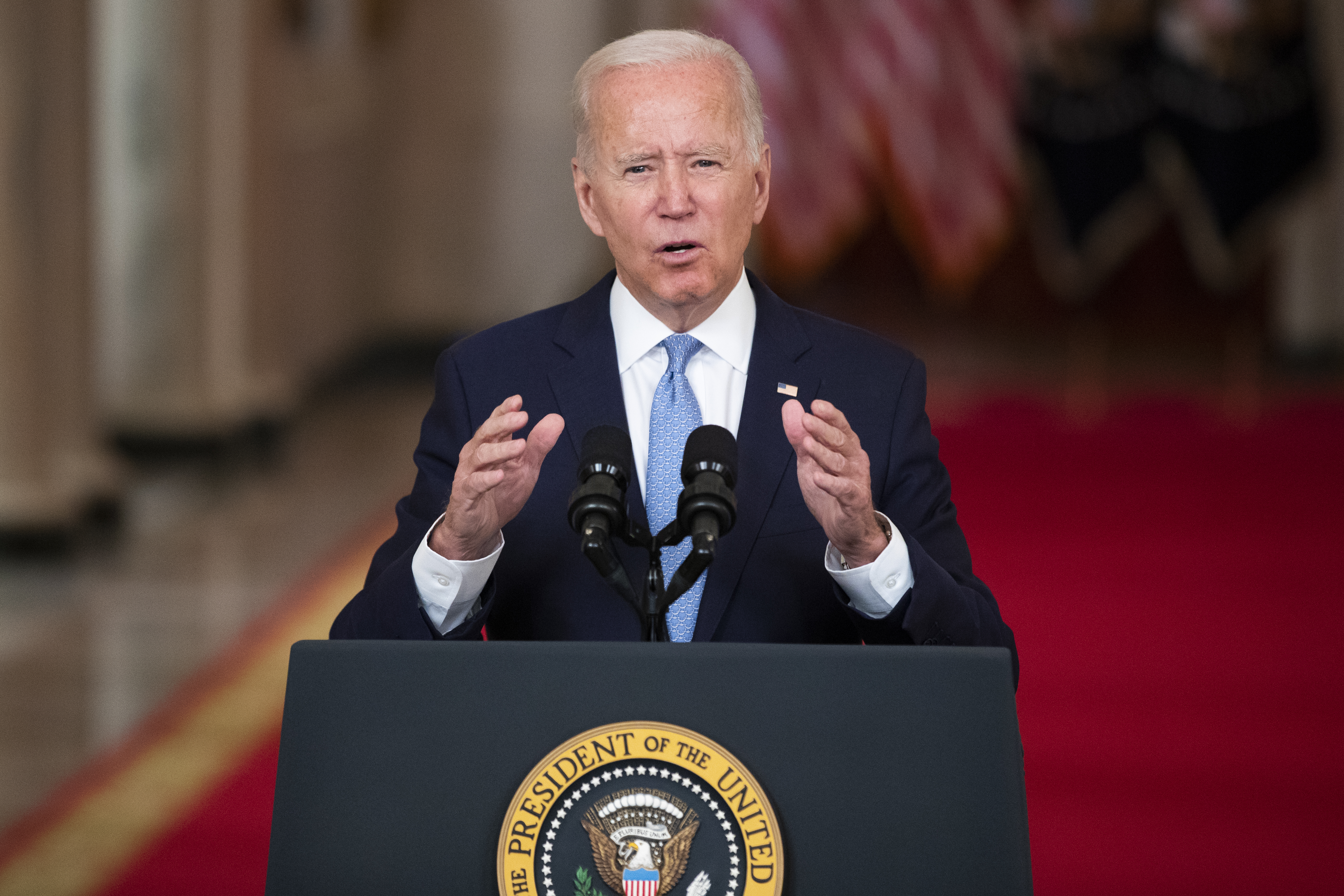US President Joe Biden delivers remarks on the end of the war in Afghanistan