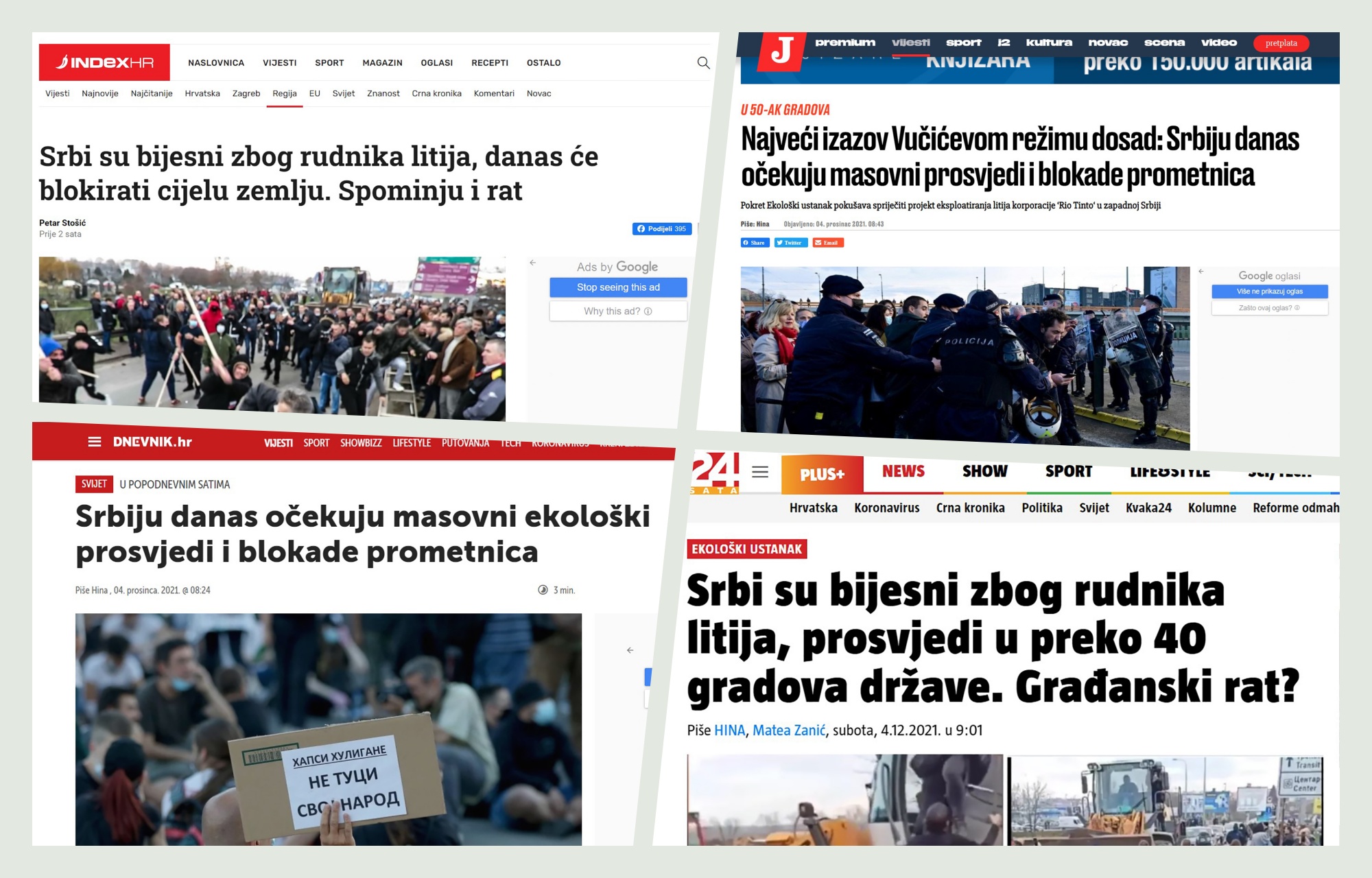 hrvatski mediji o protestu u beogradu