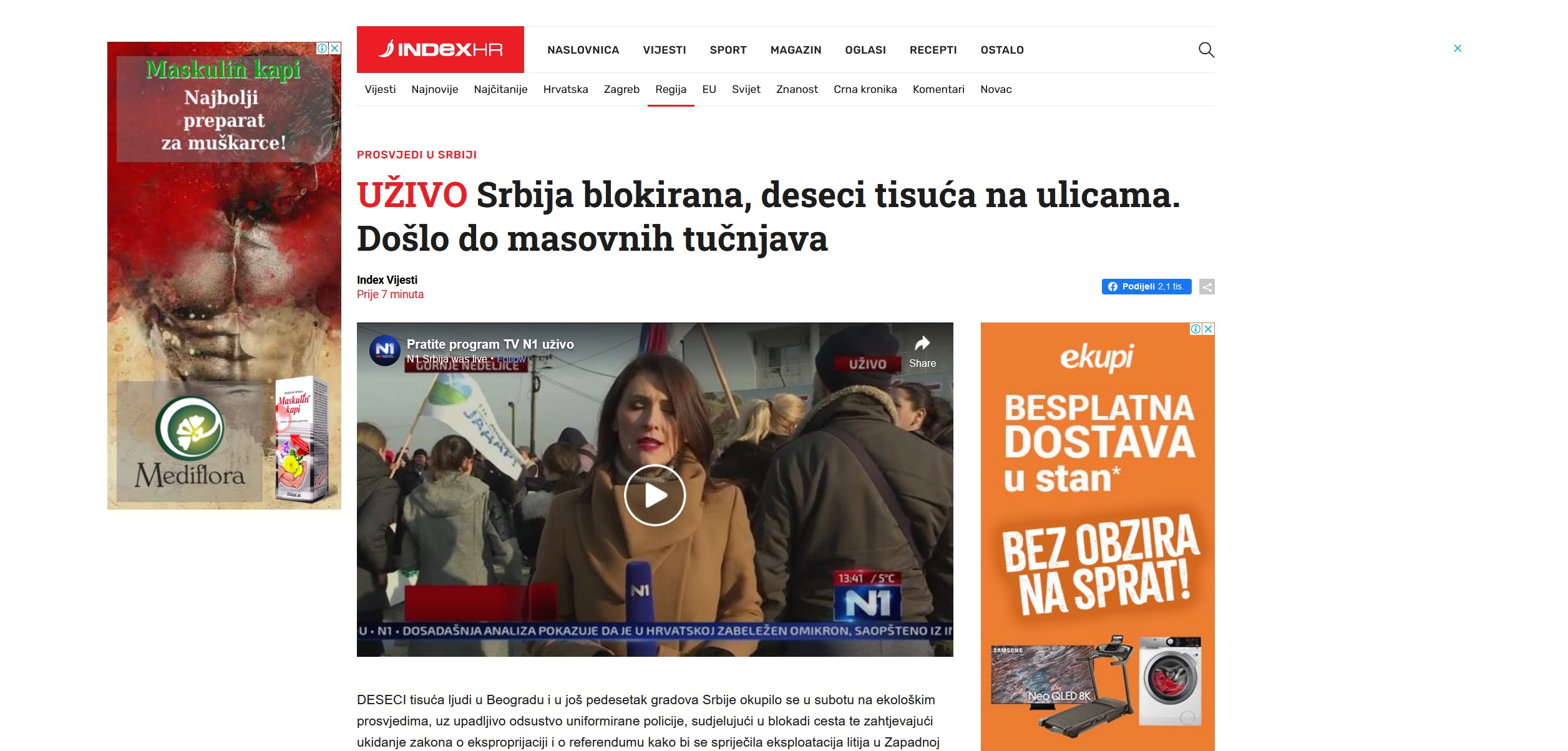 Index hr. Naslovne strane, strani mediji Foto: Printscreen/INDEX HR