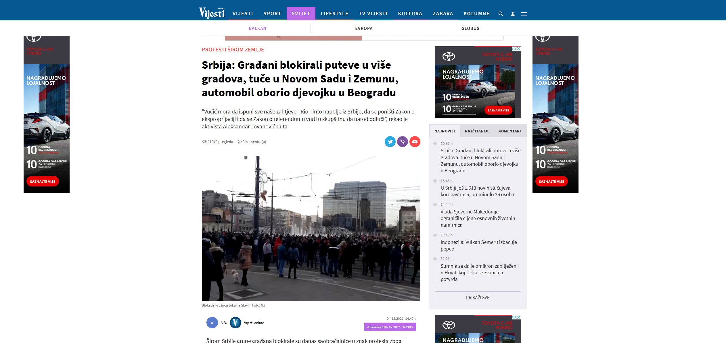 Vijesti. Naslovne strane, strani mediji Foto: Printscreen/Vijesti