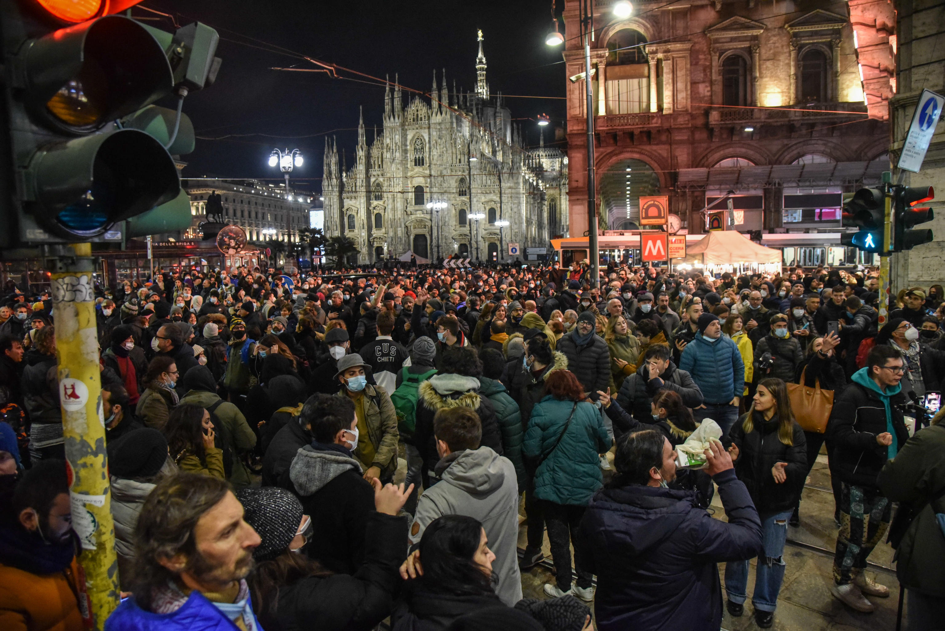 No Green Pass protest in Italy