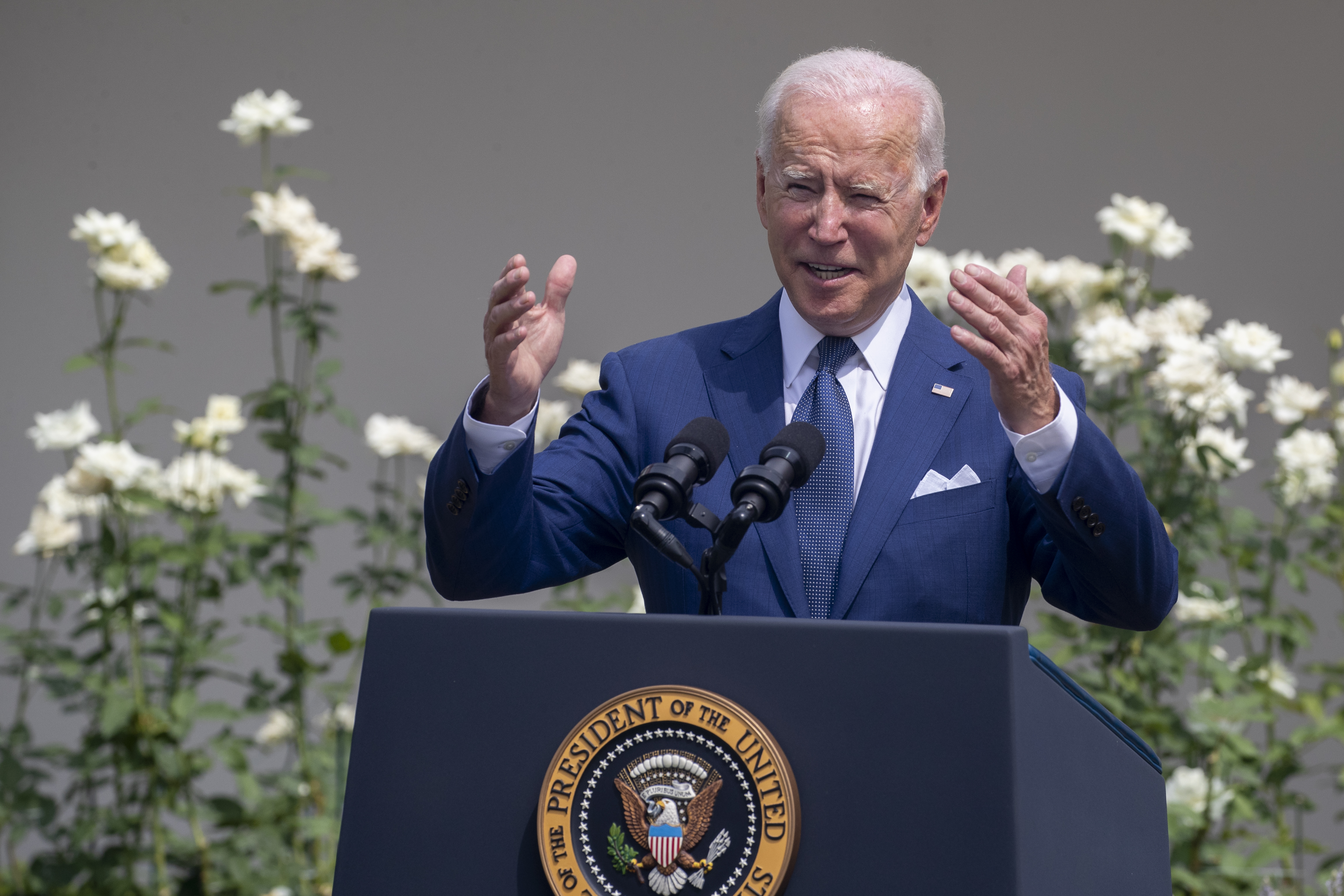 US President Joe Biden participates in a a ceremony to celebrate the 31st anniversary of the Americans with Disabilities Act